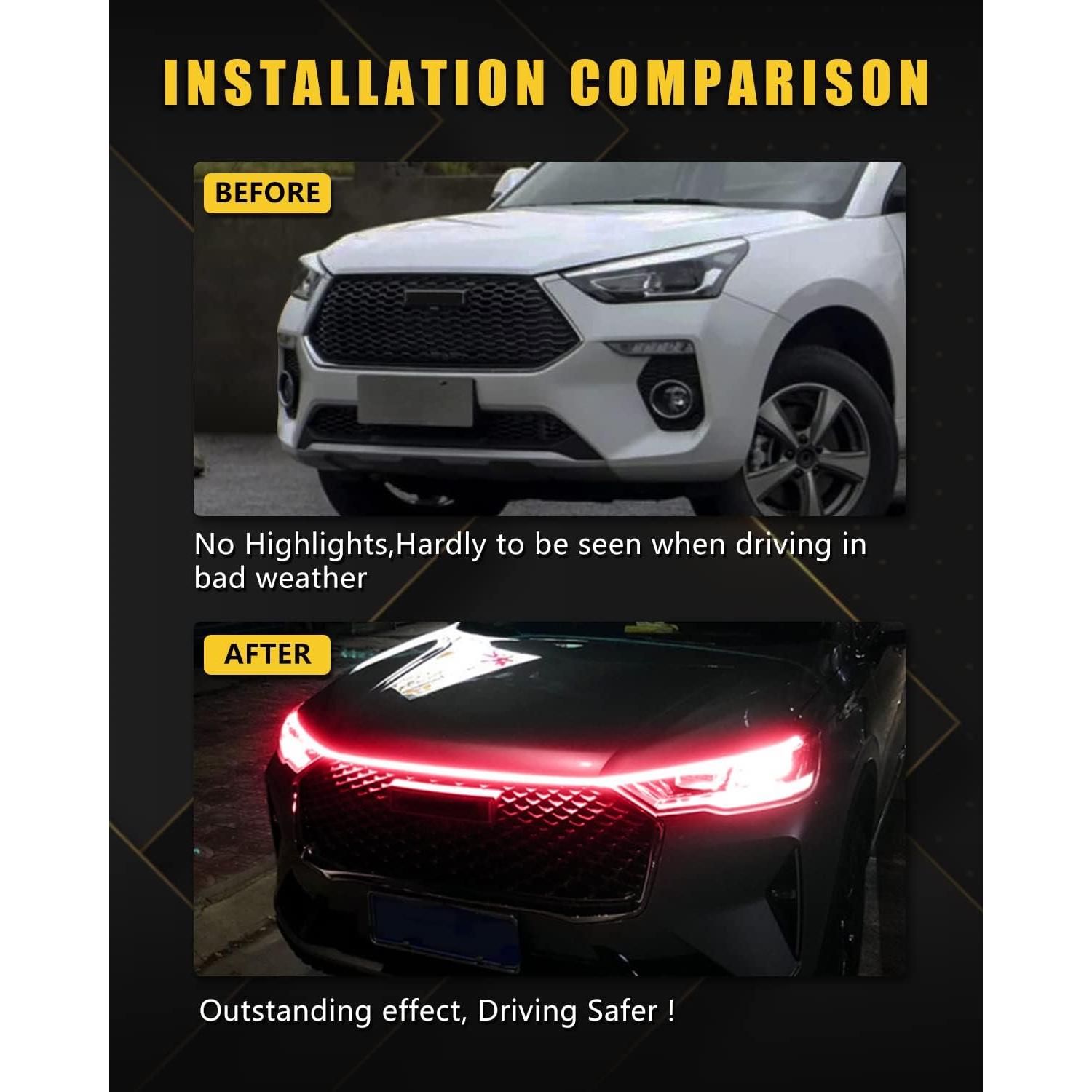 Tira de Luz LED YM E-Bright 70" Rojo Impermeable para Auto