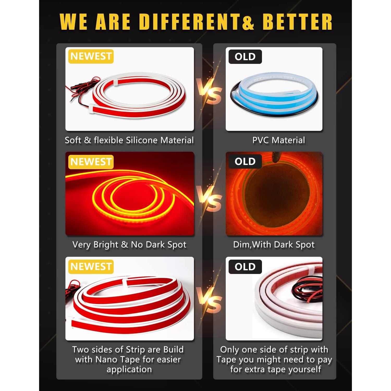 Tira de Luz LED YM E-Bright 70" Rojo Impermeable para Auto