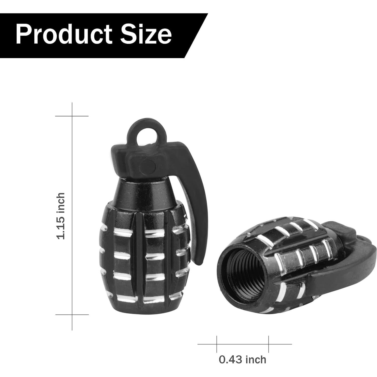 Tapa de Válvula de Neumático SINGARO Universal 4 Piezas Negro