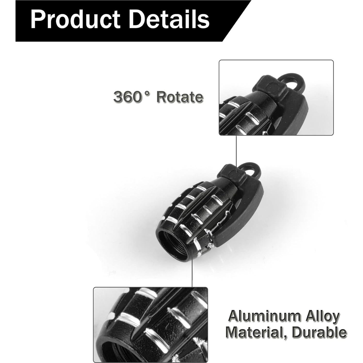 Tapa de Válvula de Neumático SINGARO Universal 4 Piezas Negro