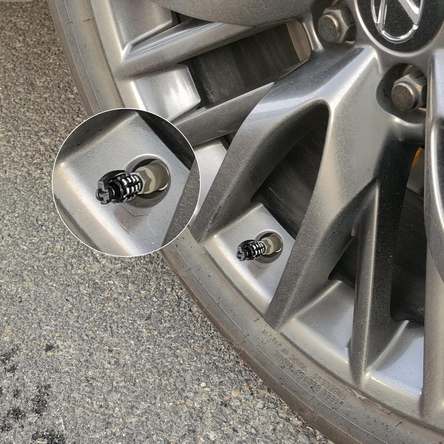 Tapa de Válvula de Neumático SINGARO Universal 4 Piezas Negro