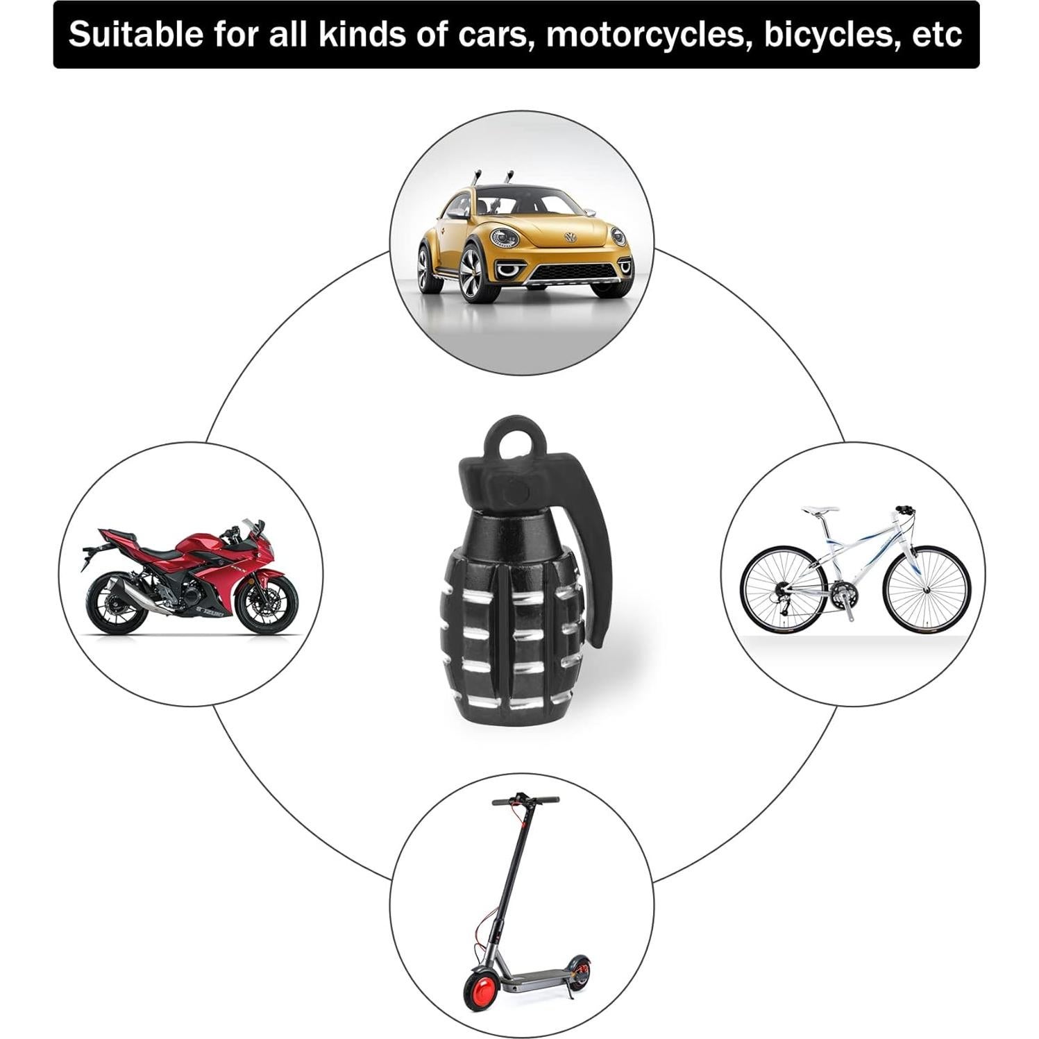 Tapa de Válvula de Neumático SINGARO Universal 4 Piezas Negro