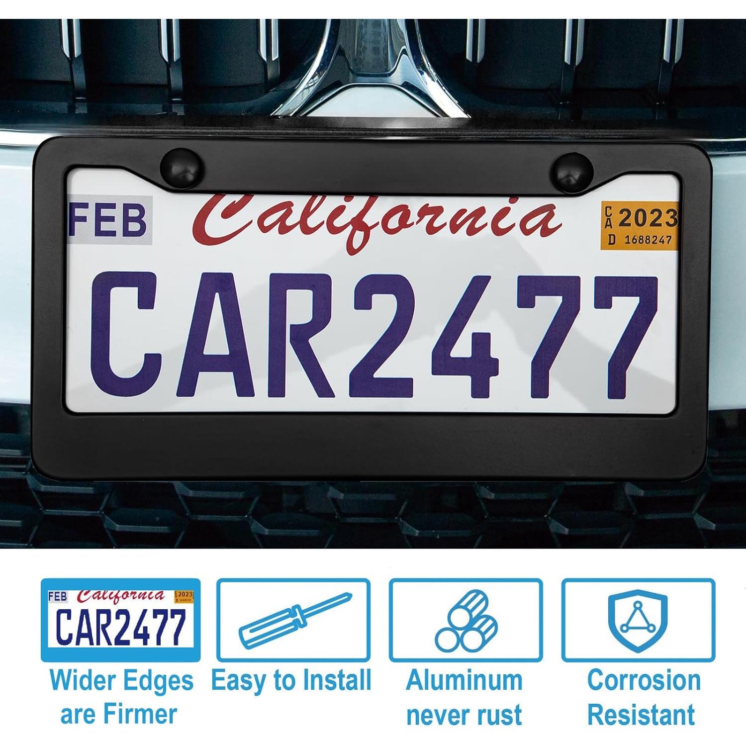 2 Marcos de Placa de Licencia Aluminio Negro Lengnoyp