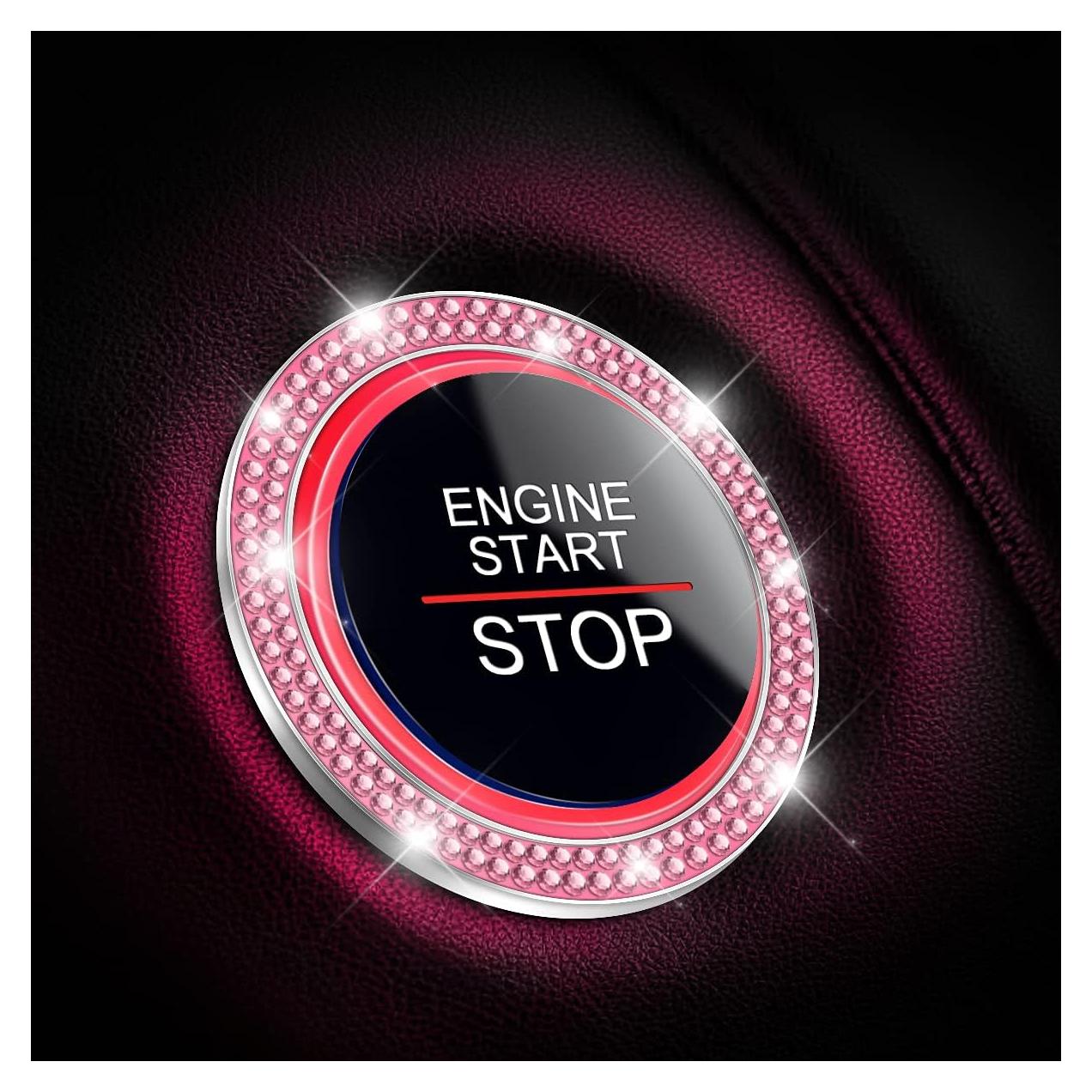 Anillos de Cristal Brillante XINLIYA para Coche Rosa - 2 Piezas