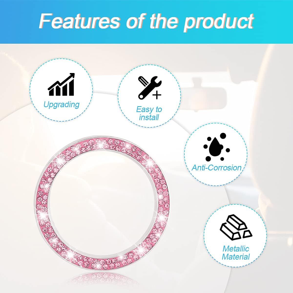 Anillos de Cristal Brillante XINLIYA para Coche Rosa - 2 Piezas