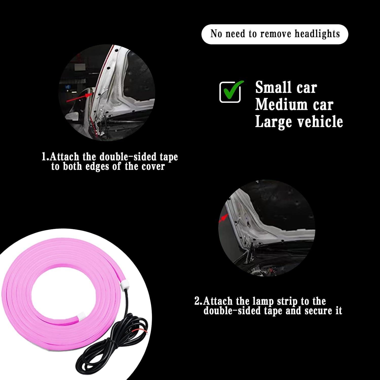 Tira LED Rosa Sodcay 149,86 cm Impermeable 12V Coche