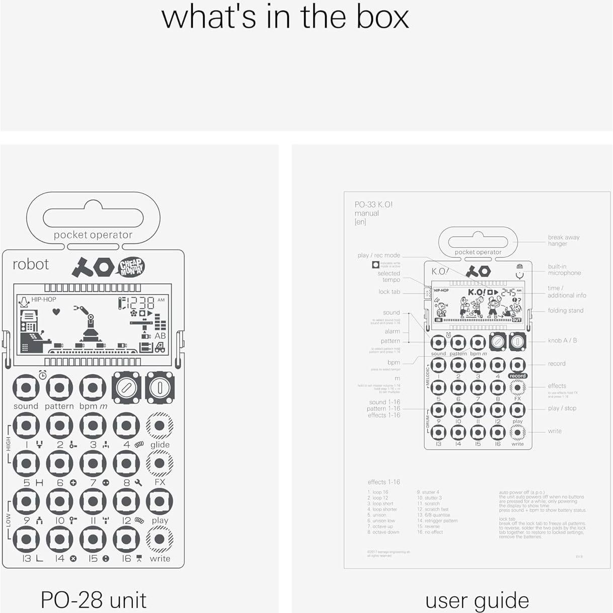 Sintetizador Teenage Engineering PO-28 Robot 8-Bit Multicolor