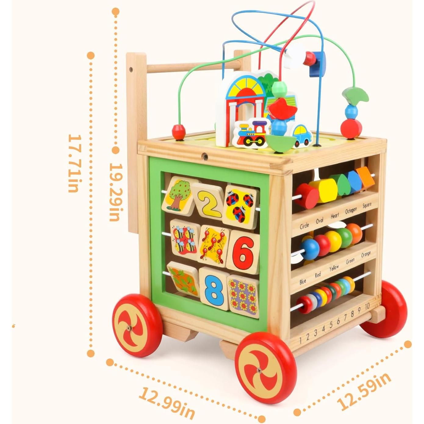 Cubo de Actividad de Madera Qichao 6 en 1 Juguete Educativo