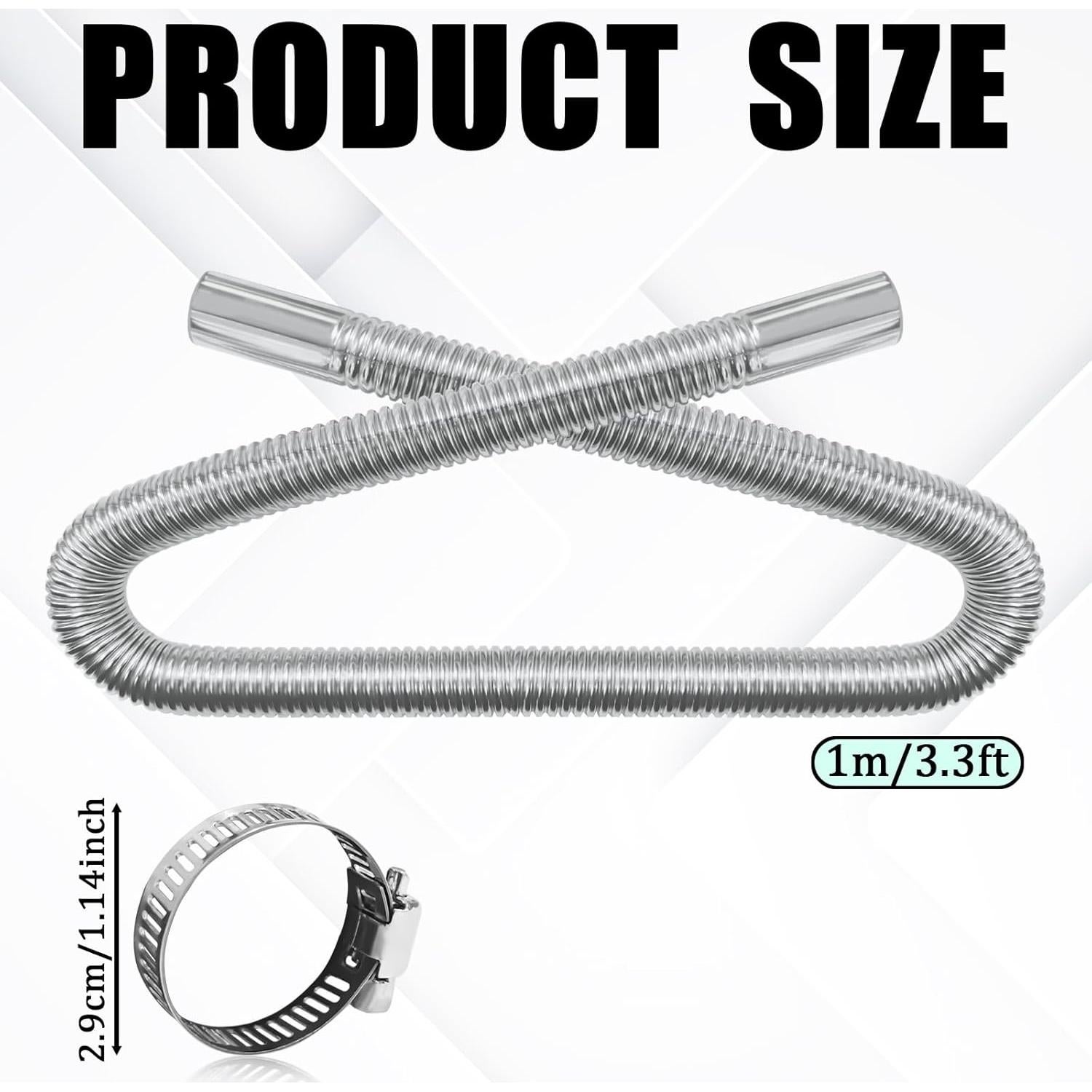 Tubo de escape flexible QKYS 100 cm para calefactor diésel