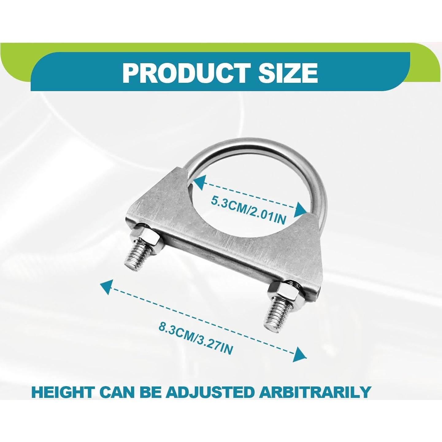 Abrazaderas U-Bolt de acero inoxidable 2" KEVWR - Paquete de 2