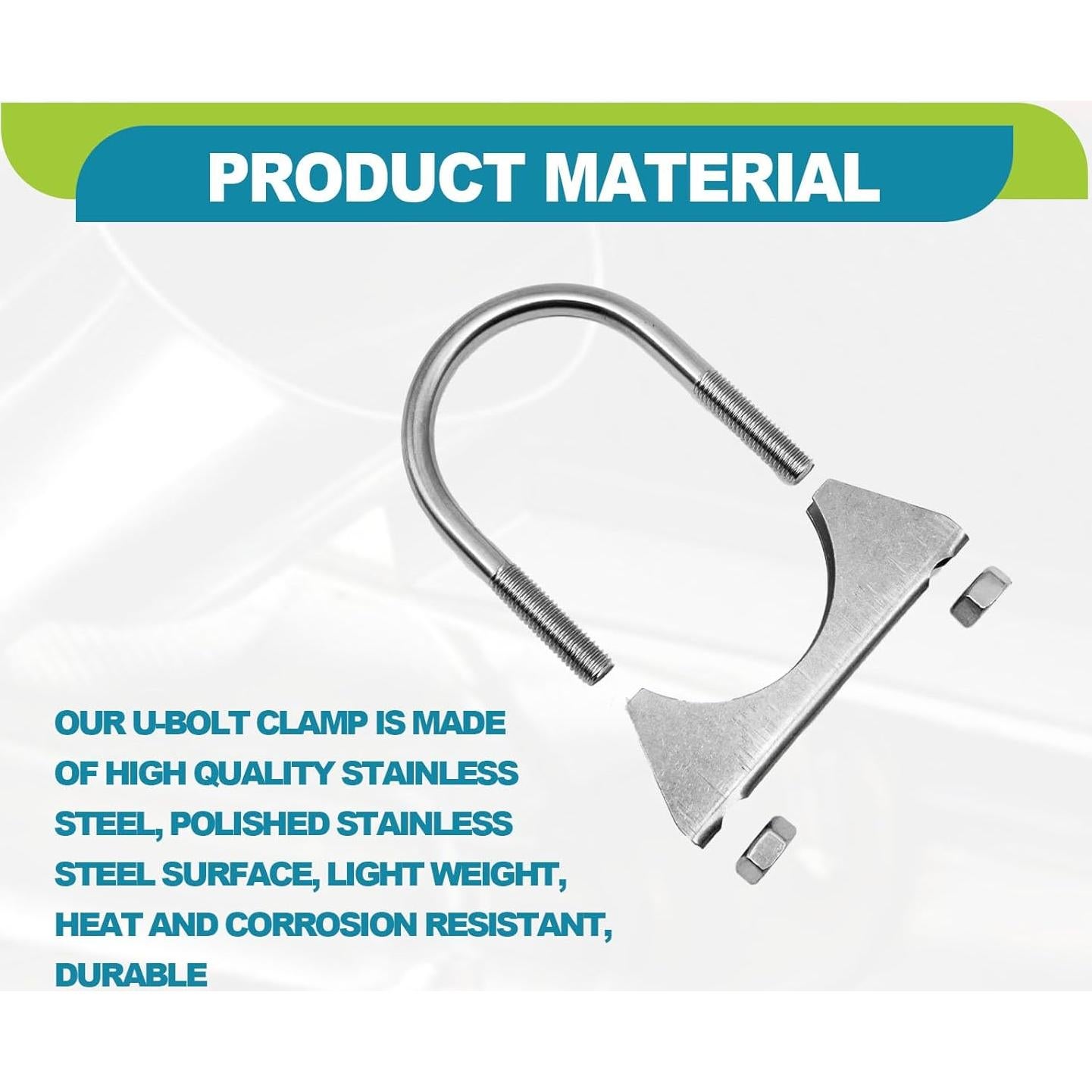 Abrazaderas U-Bolt de acero inoxidable 2" KEVWR - Paquete de 2