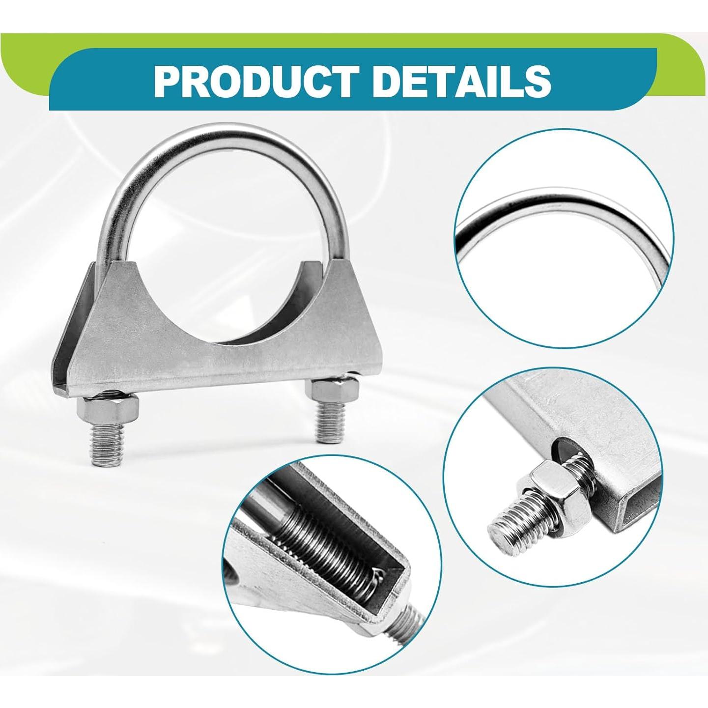 Abrazaderas U-Bolt de acero inoxidable 2" KEVWR - Paquete de 2