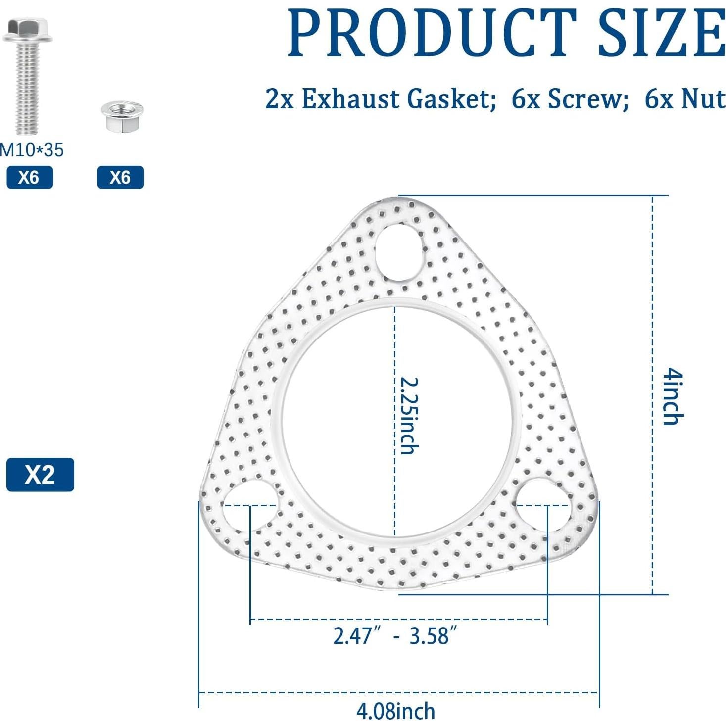 Juego de 2 juntas de brida de escape Carleef con tornillos