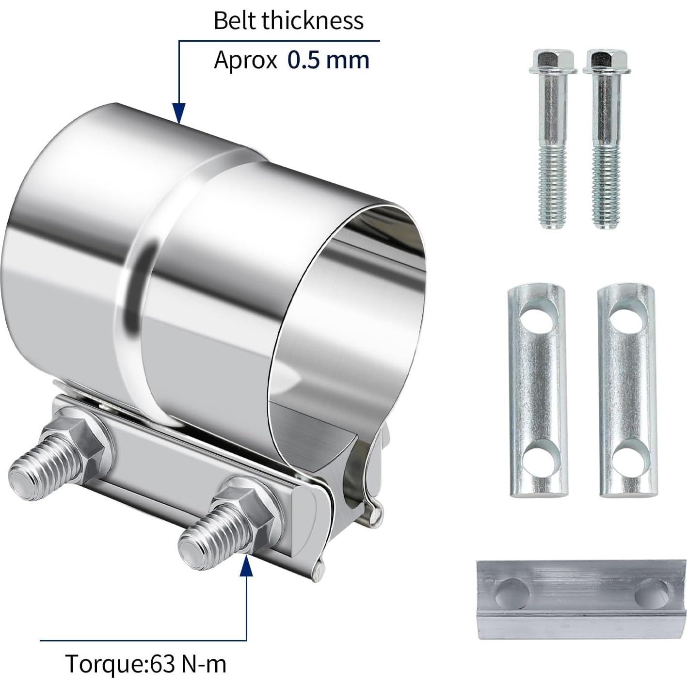 Abrazadera de escape HZYAMZ 001 acero inoxidable 2.5"