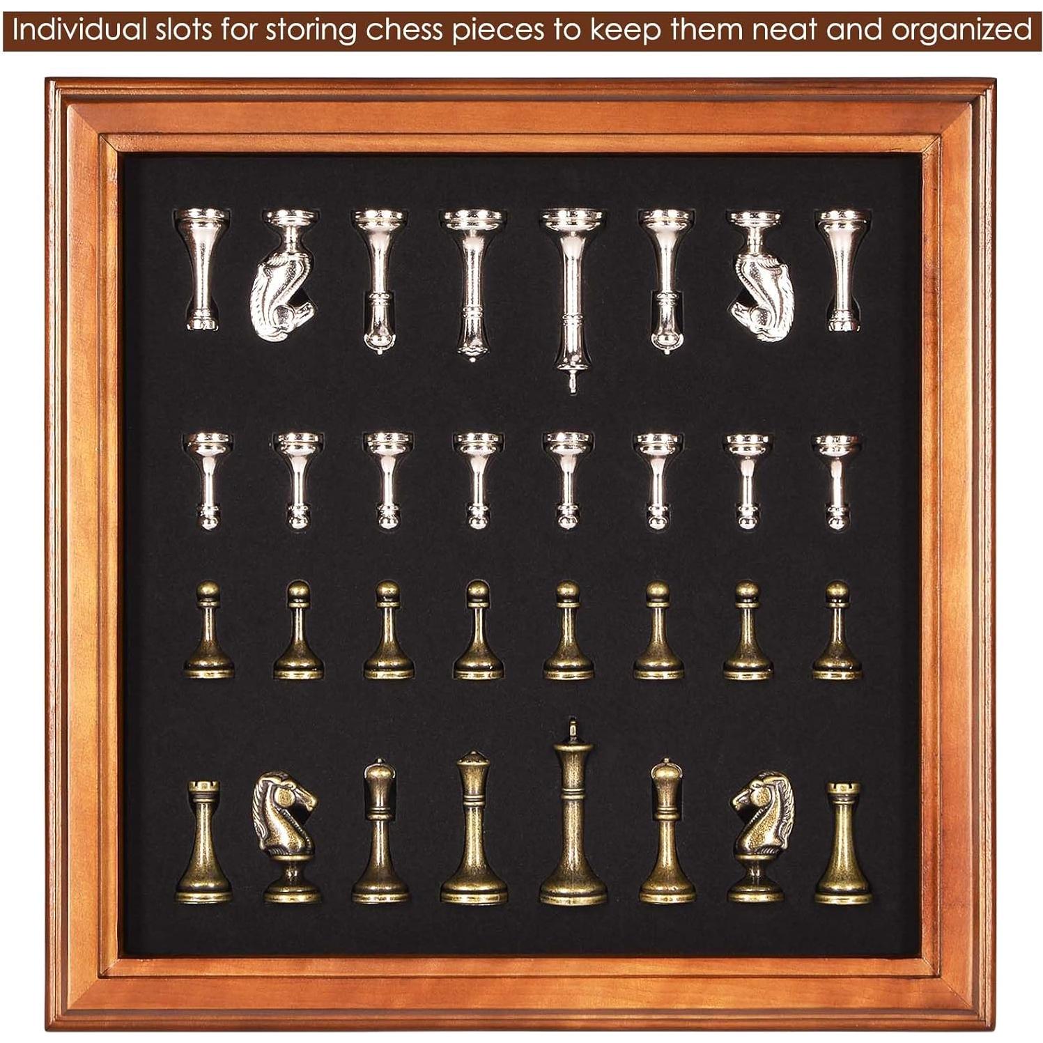 Juego de Ajedrez de Madera AMEROUS 32 cm con Piezas de Metal