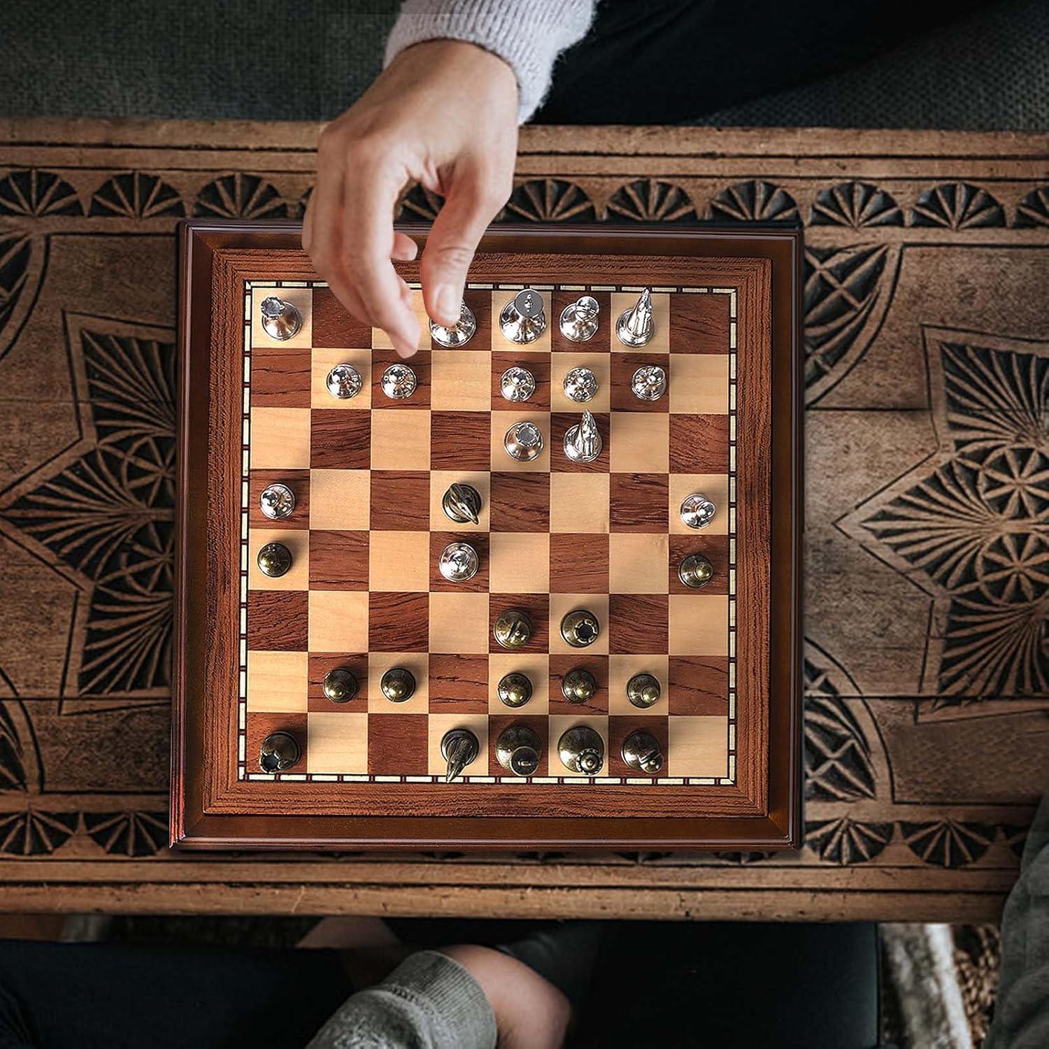 Juego de Ajedrez de Madera AMEROUS 32 cm con Piezas de Metal