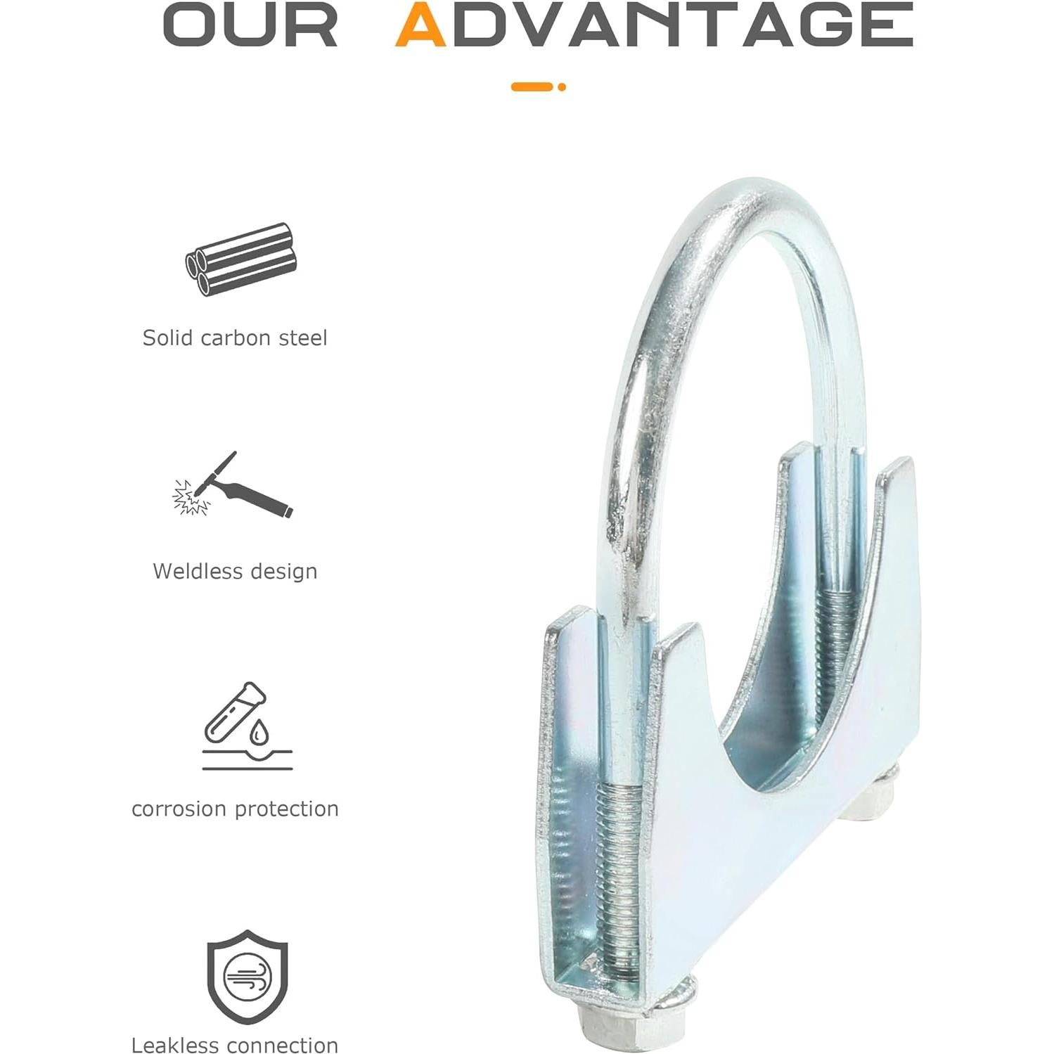 Abrazaderas de Escape SCUARI 3" Acero al Carbono 2 Pcs