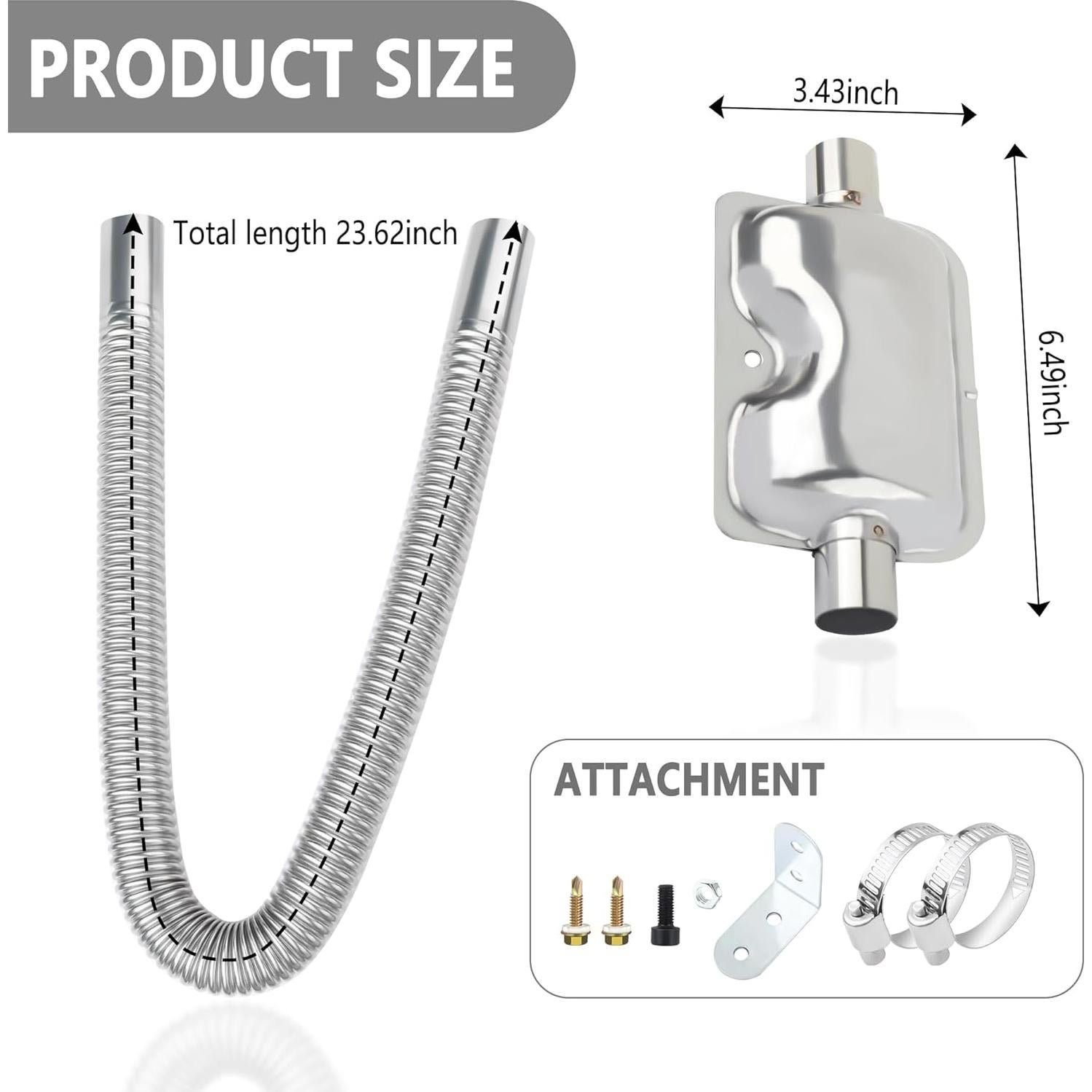 Tubería de Escape de Acero Inoxidable OFBAND 60cm para Calentador de Diésel