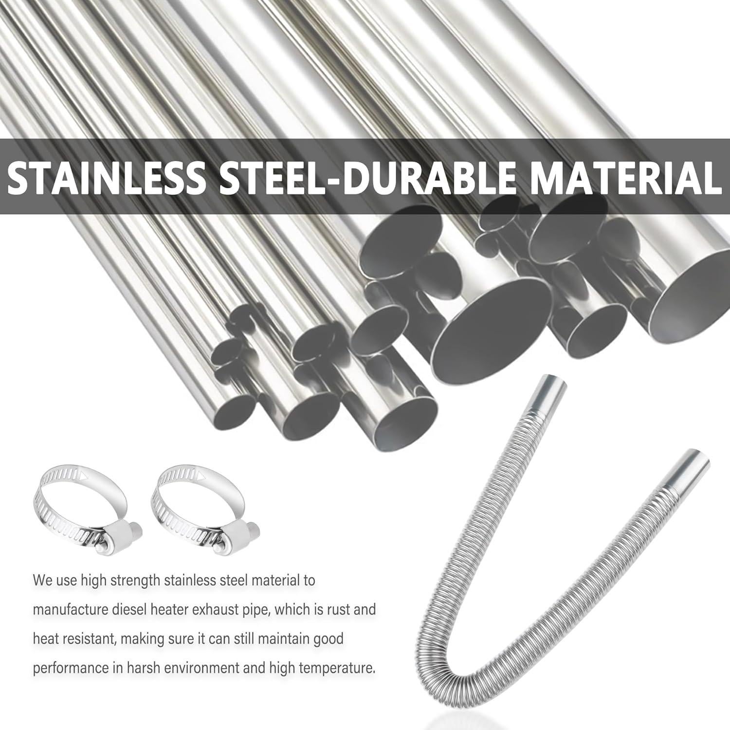 Tubería de Escape de Acero Inoxidable OFBAND 60cm para Calentador de Diésel