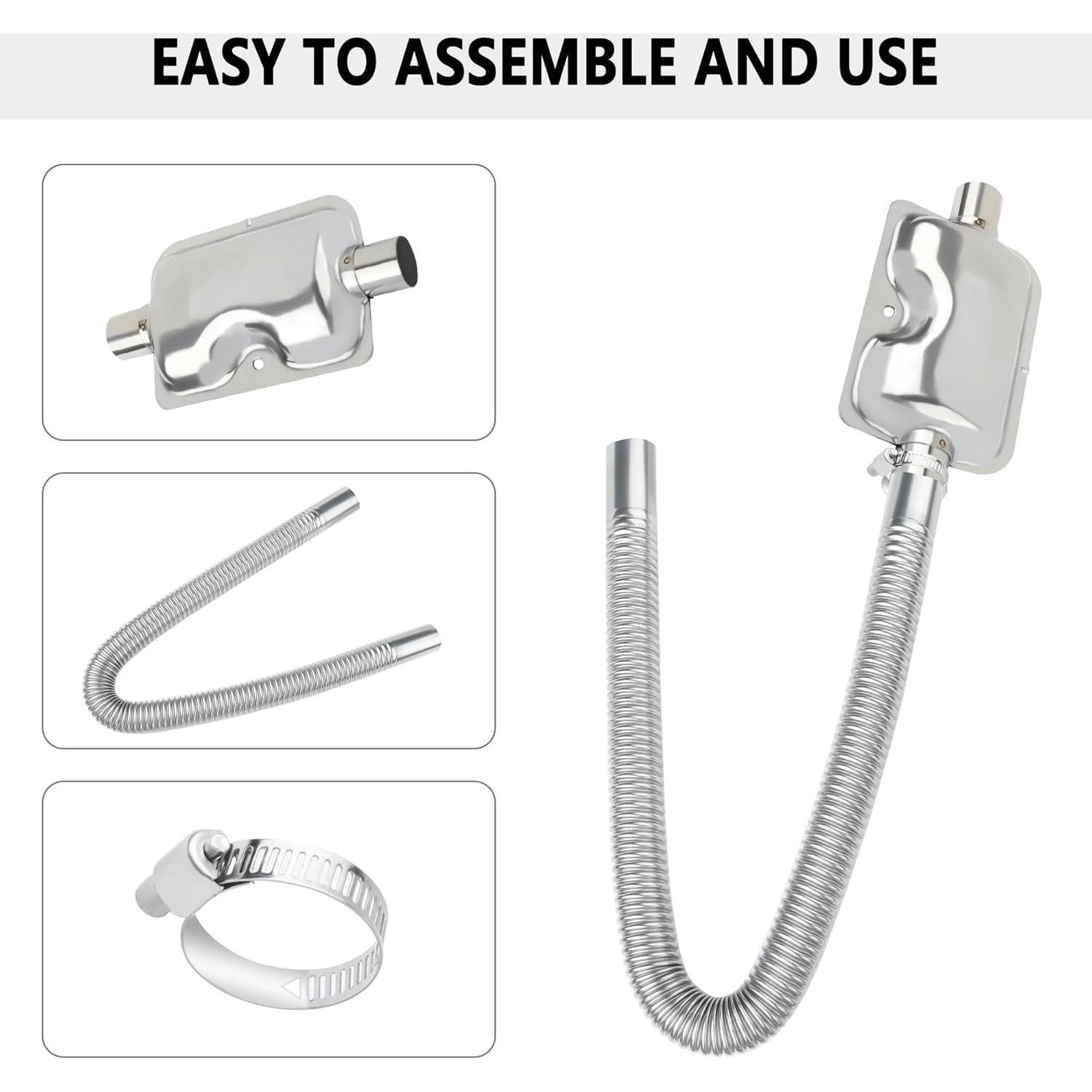 Tubería de Escape de Acero Inoxidable OFBAND 60cm para Calentador de Diésel