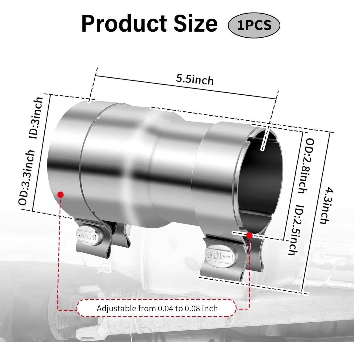 Adaptador de Escape Figpade 2.5 a 3 Pulgadas con Abrazaderas