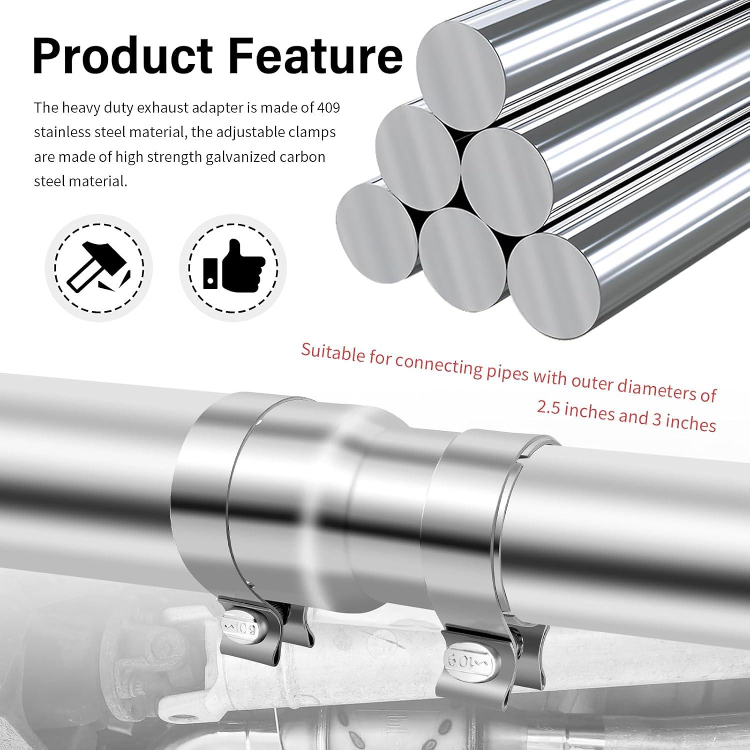 Adaptador de Escape Figpade 2.5 a 3 Pulgadas con Abrazaderas