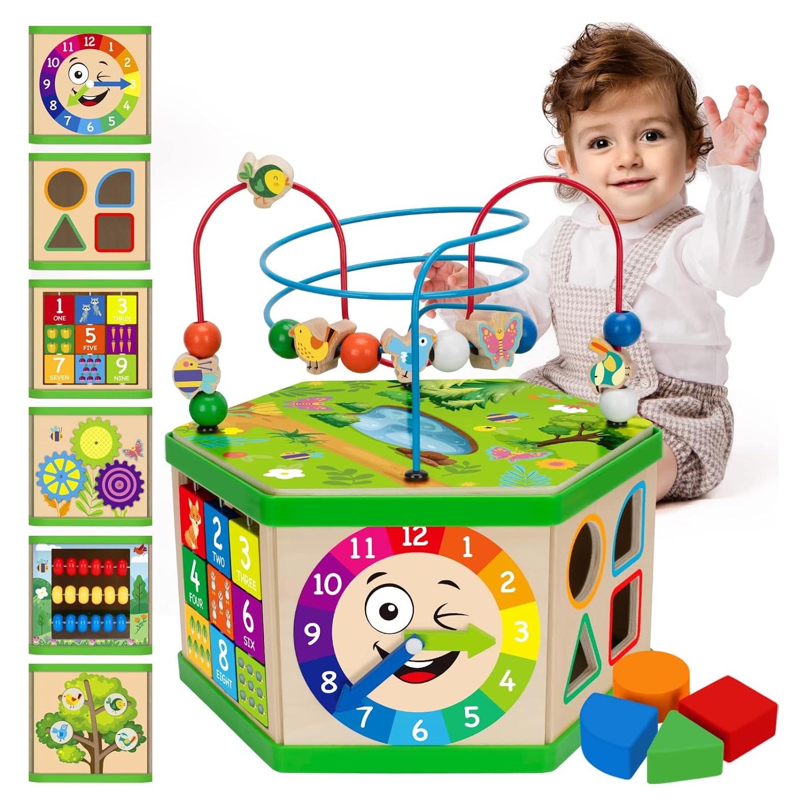 Cubo de Actividad de Madera Duchong 7-en-1 Verde