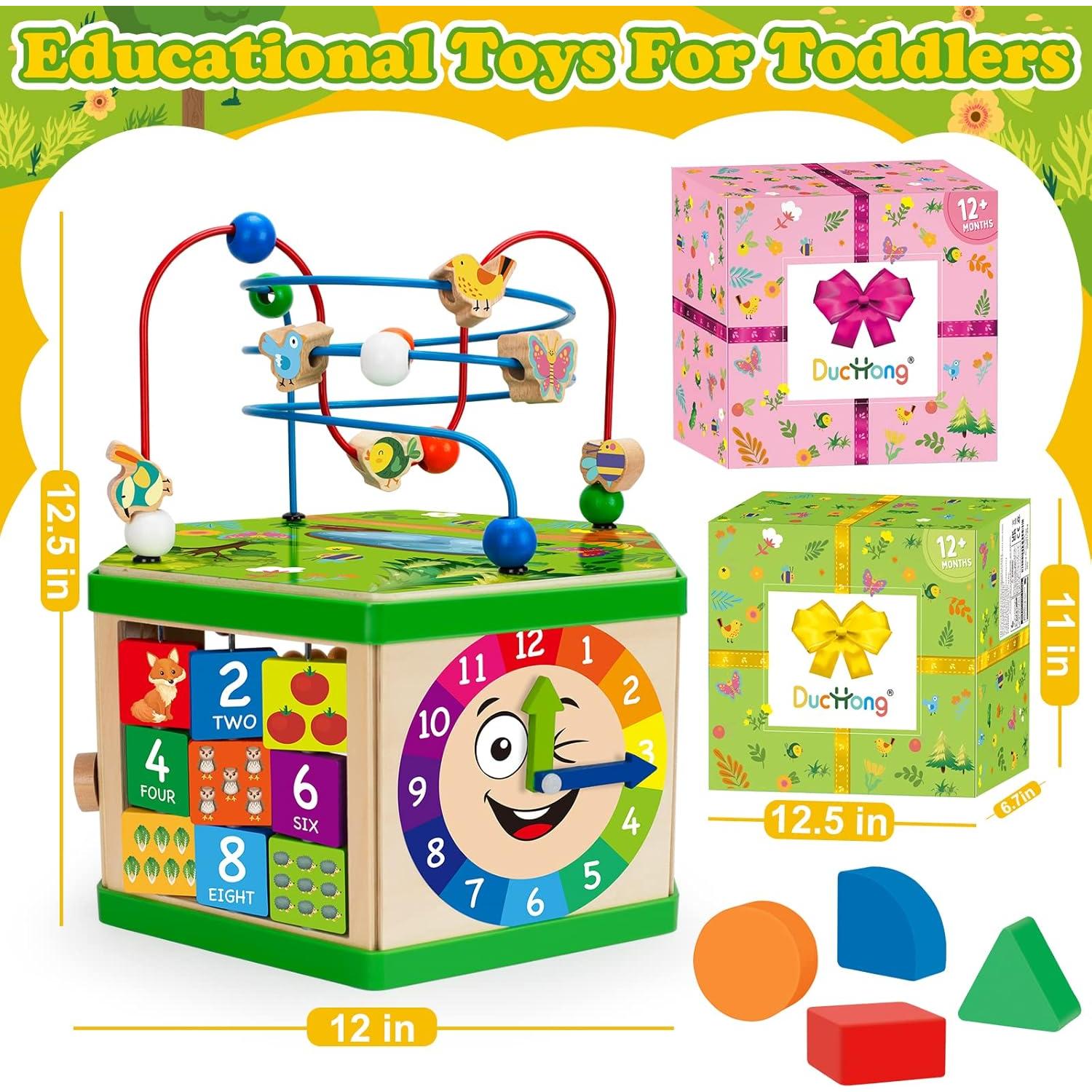 Cubo de Actividad de Madera Duchong 7-en-1 Verde