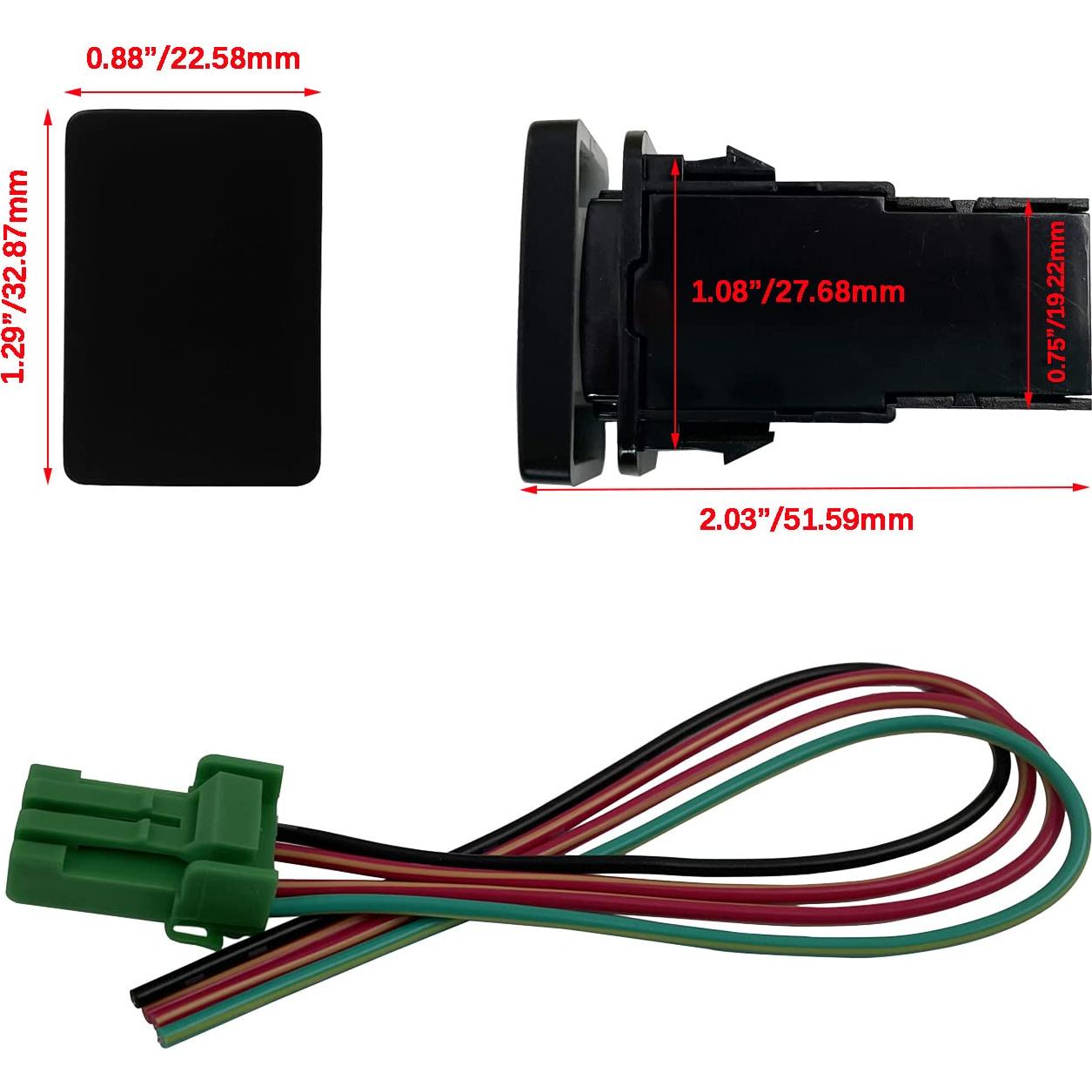 Interruptor pulsador LED azul 3A 12V para Toyota