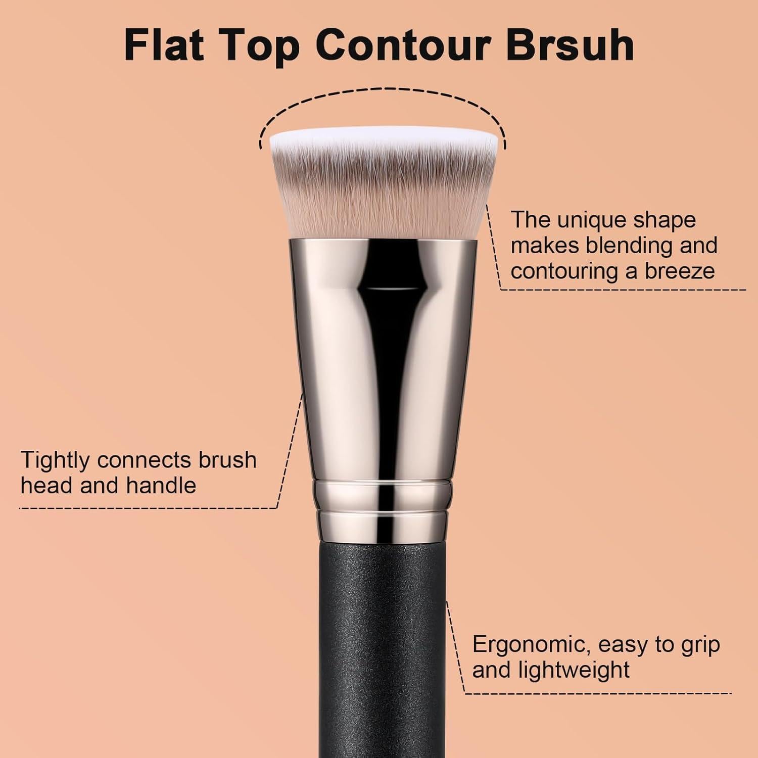 Brocha de Contorno TEOYALL, Cerdas Sintéticas Suaves 18cm