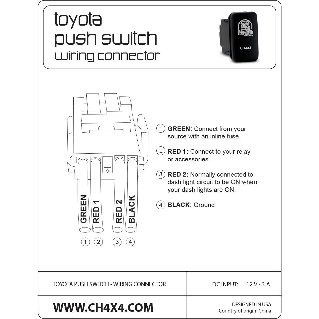 Interruptor Momentáneo CH4X4 12V para Toyota Tacoma, FJ Cruiser, Hilux