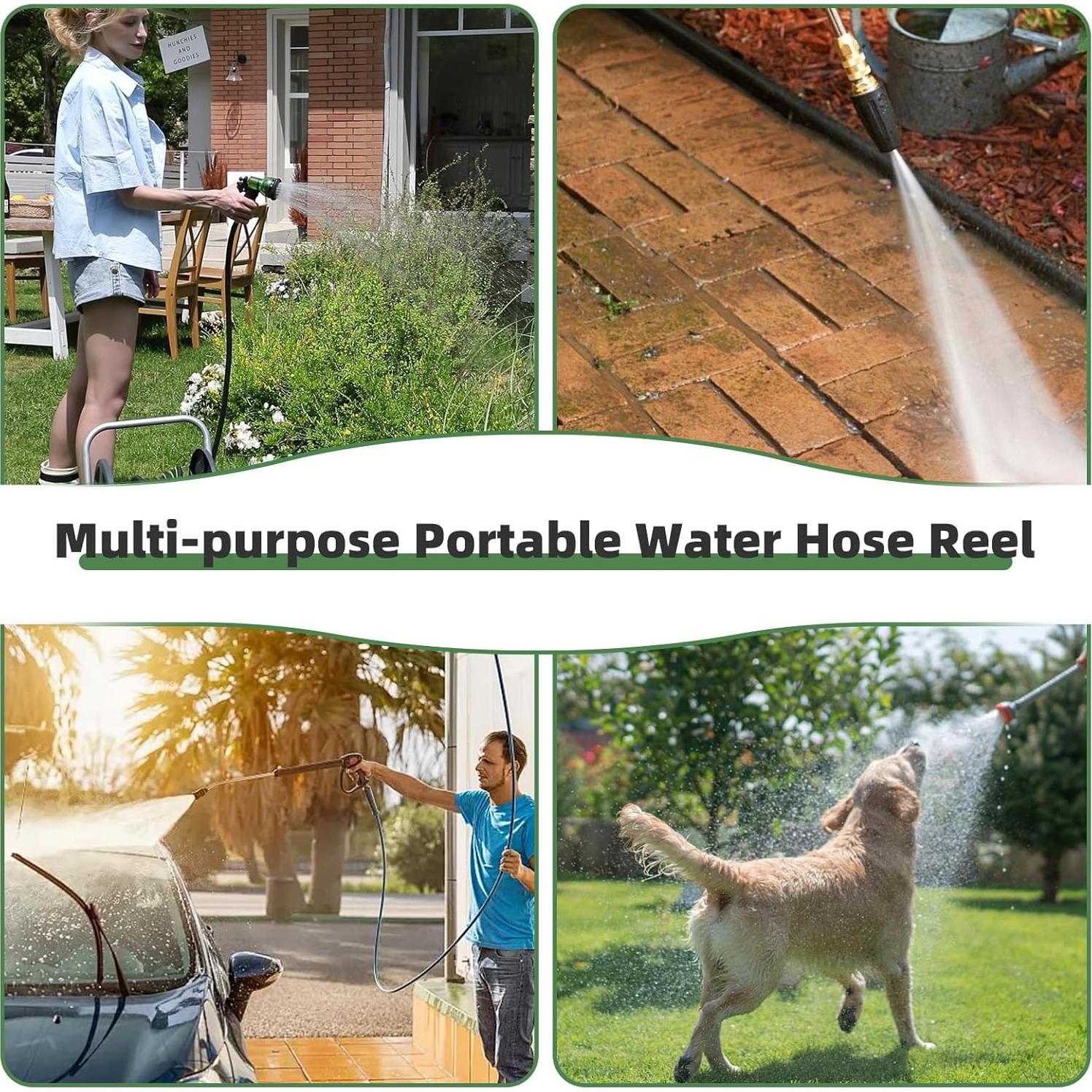 Carro de Enrollar Manguera YESTAR 147 Pies Verde Montable