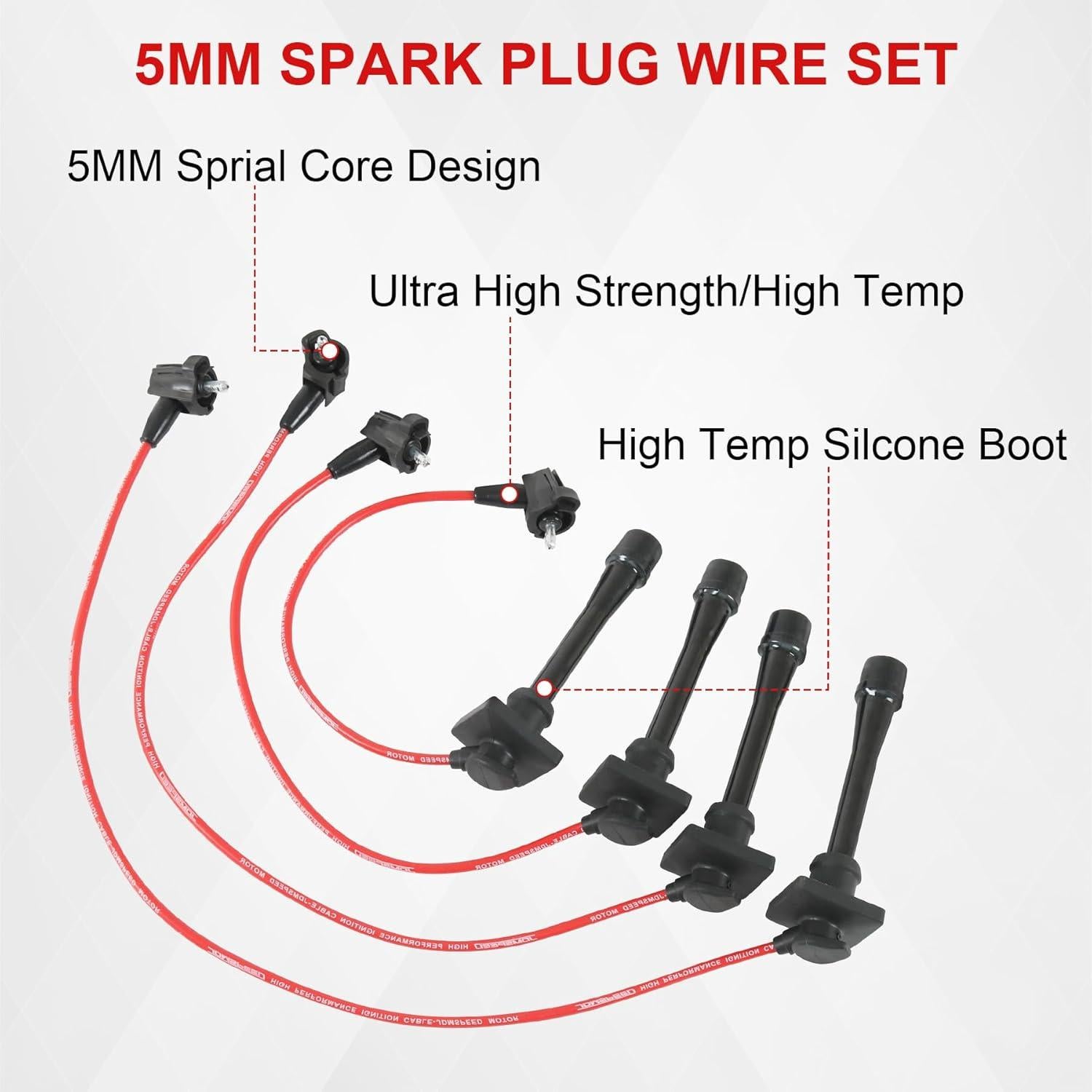 Juego de Cables de Bujías 5MM JDMSPEED para Toyota y Geo