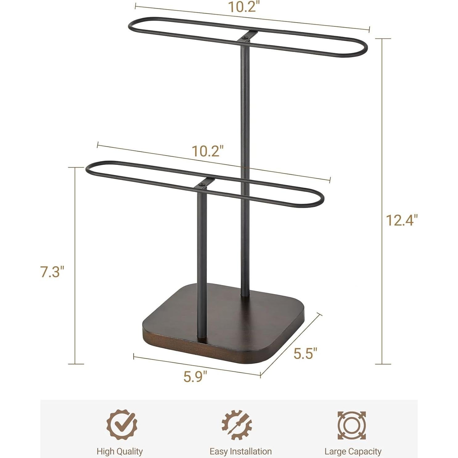 Organizador de Gafas Mkono 24 Pares 2 Niveles Metal y Madera Negro