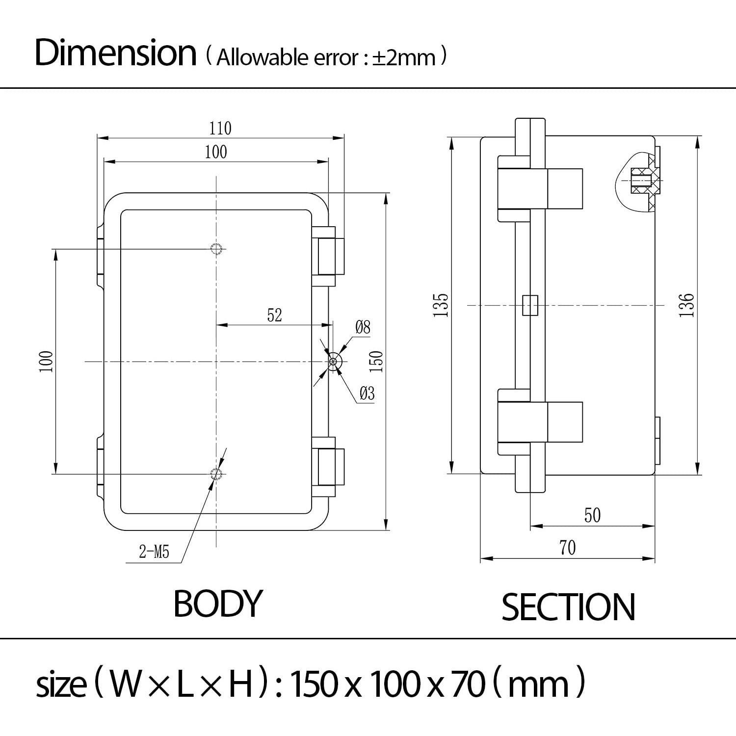 Caja de Conexiones IP65 LMioEtool 150x100x70mm Gris