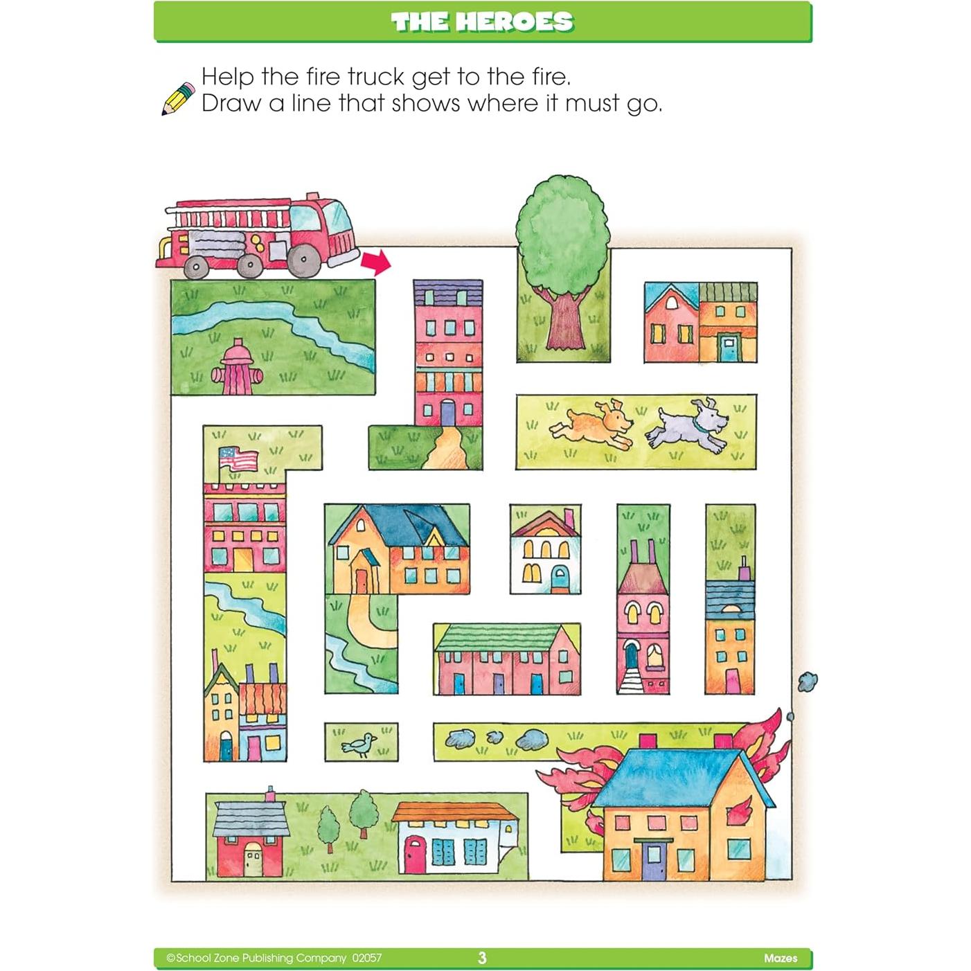 School Zone Mazes Workbook: 32 Pages, Preschool, Kindergarten, Maze Puzzles, Wide Paths, Colorful Pictures, Problem-Solving, Ages 3 to 5 (Get Ready! Book Series)
