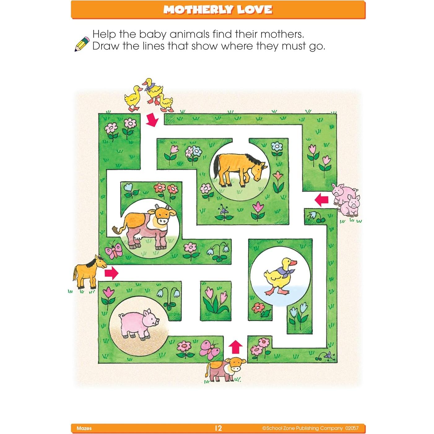 School Zone Mazes Workbook: 32 Pages, Preschool, Kindergarten, Maze Puzzles, Wide Paths, Colorful Pictures, Problem-Solving, Ages 3 to 5 (Get Ready! Book Series)