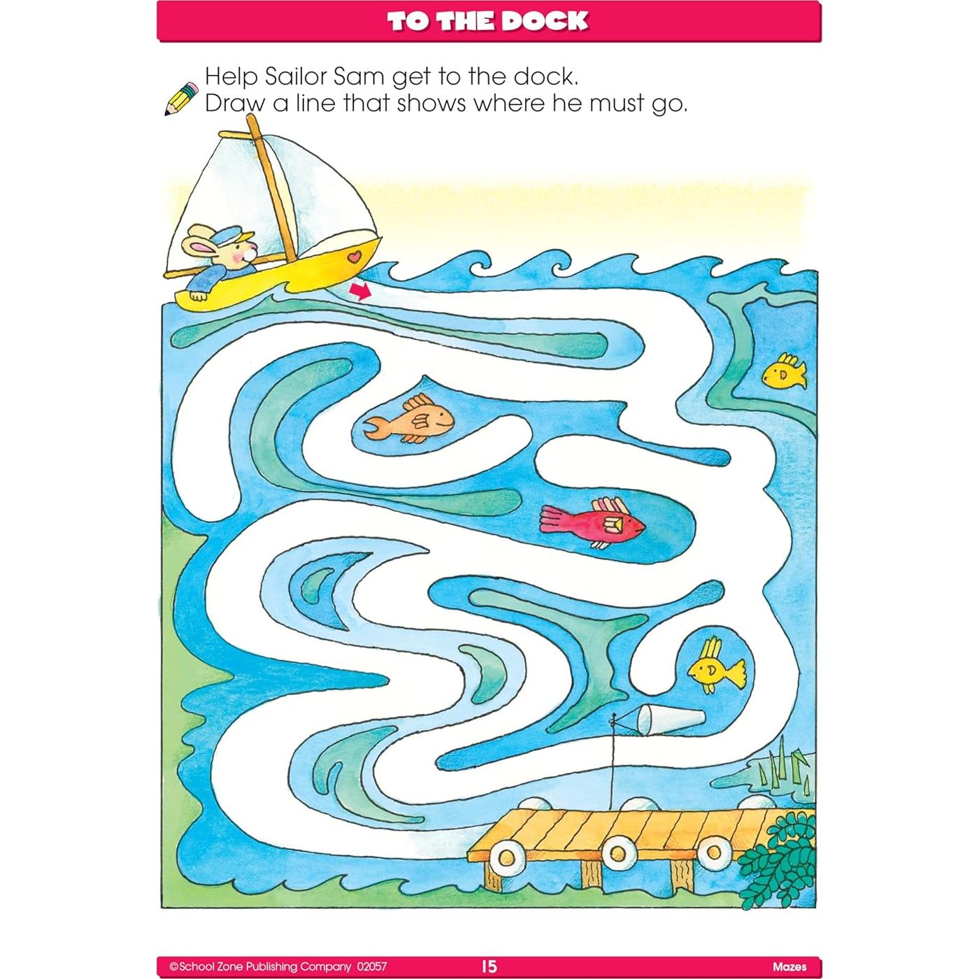 School Zone Mazes Workbook: 32 Pages, Preschool, Kindergarten, Maze Puzzles, Wide Paths, Colorful Pictures, Problem-Solving, Ages 3 to 5 (Get Ready! Book Series)
