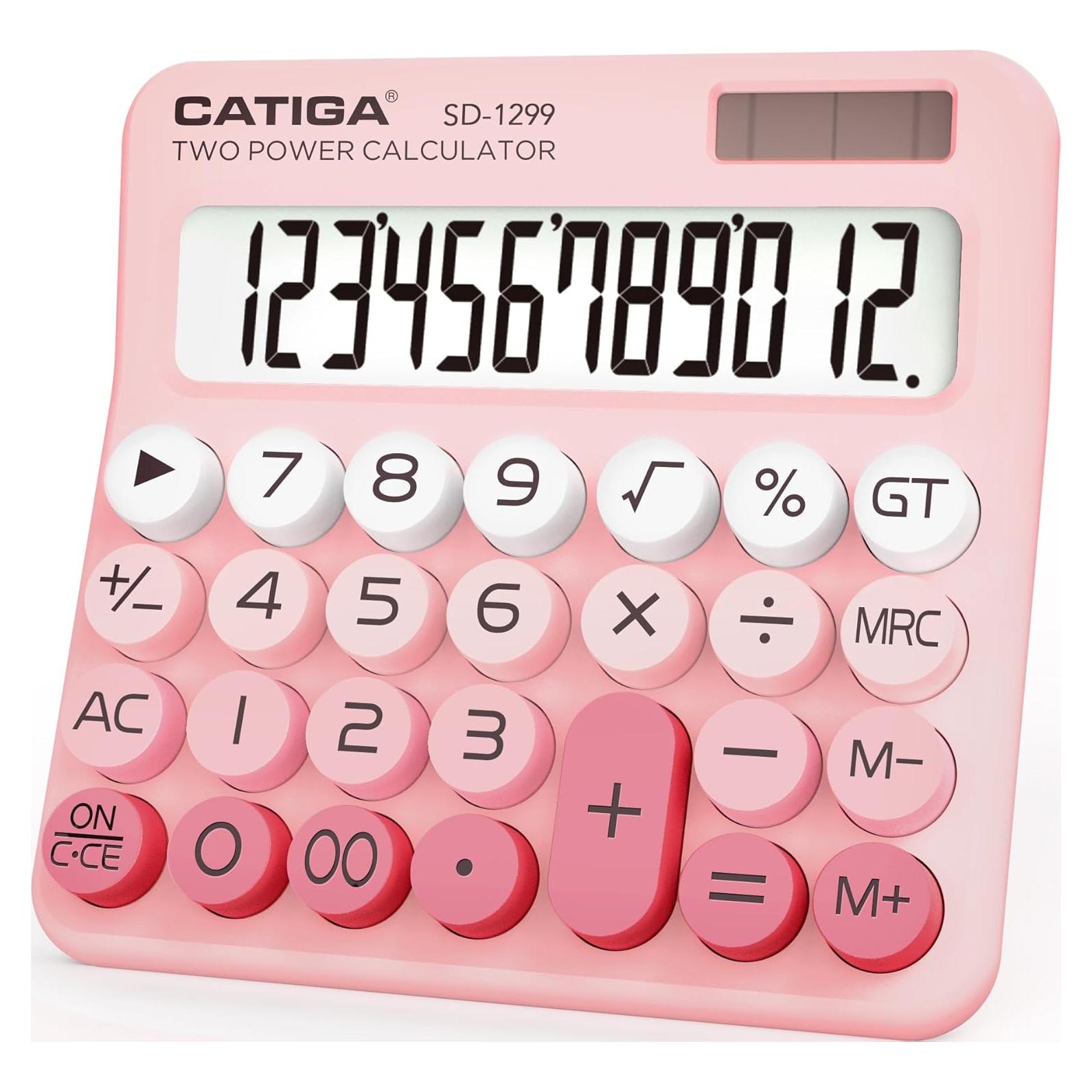 Calculadora Mecánica Catiga SD-1299 Solar y Batería Doble