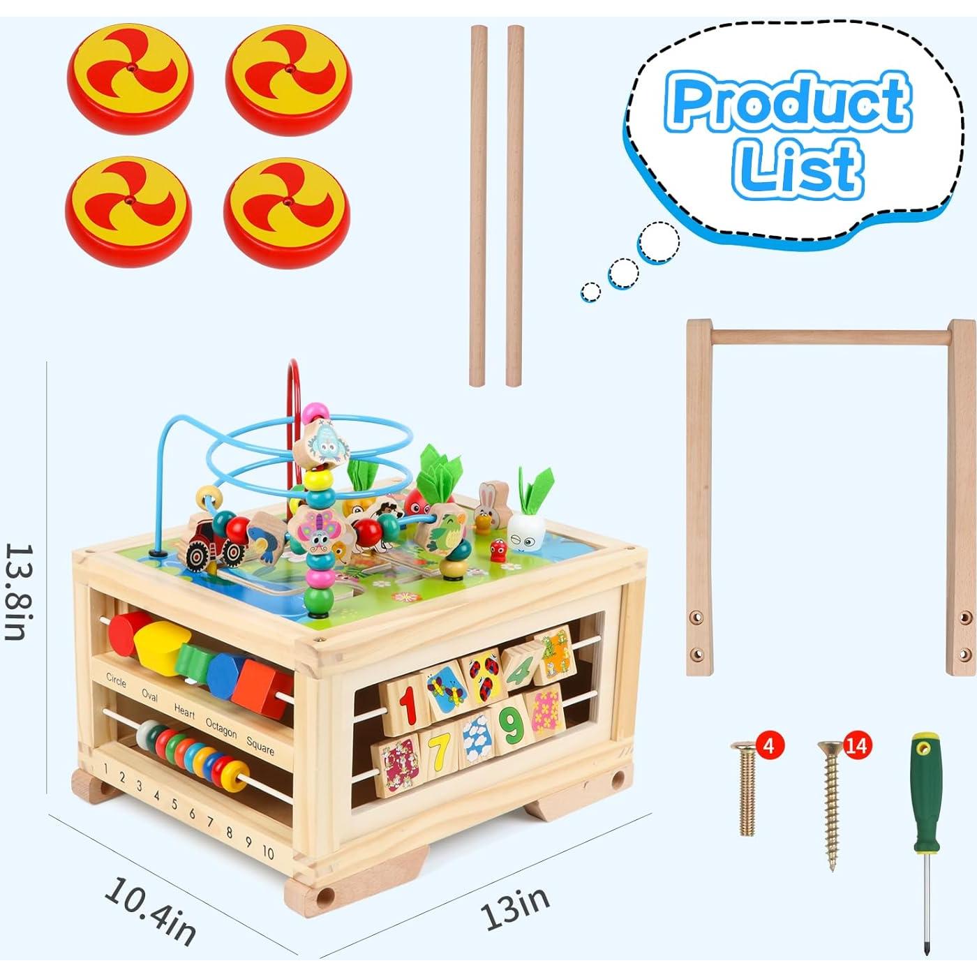 Cubo de Actividad de Madera 7 en 1 FOPNETS para Bebés 1+ Años