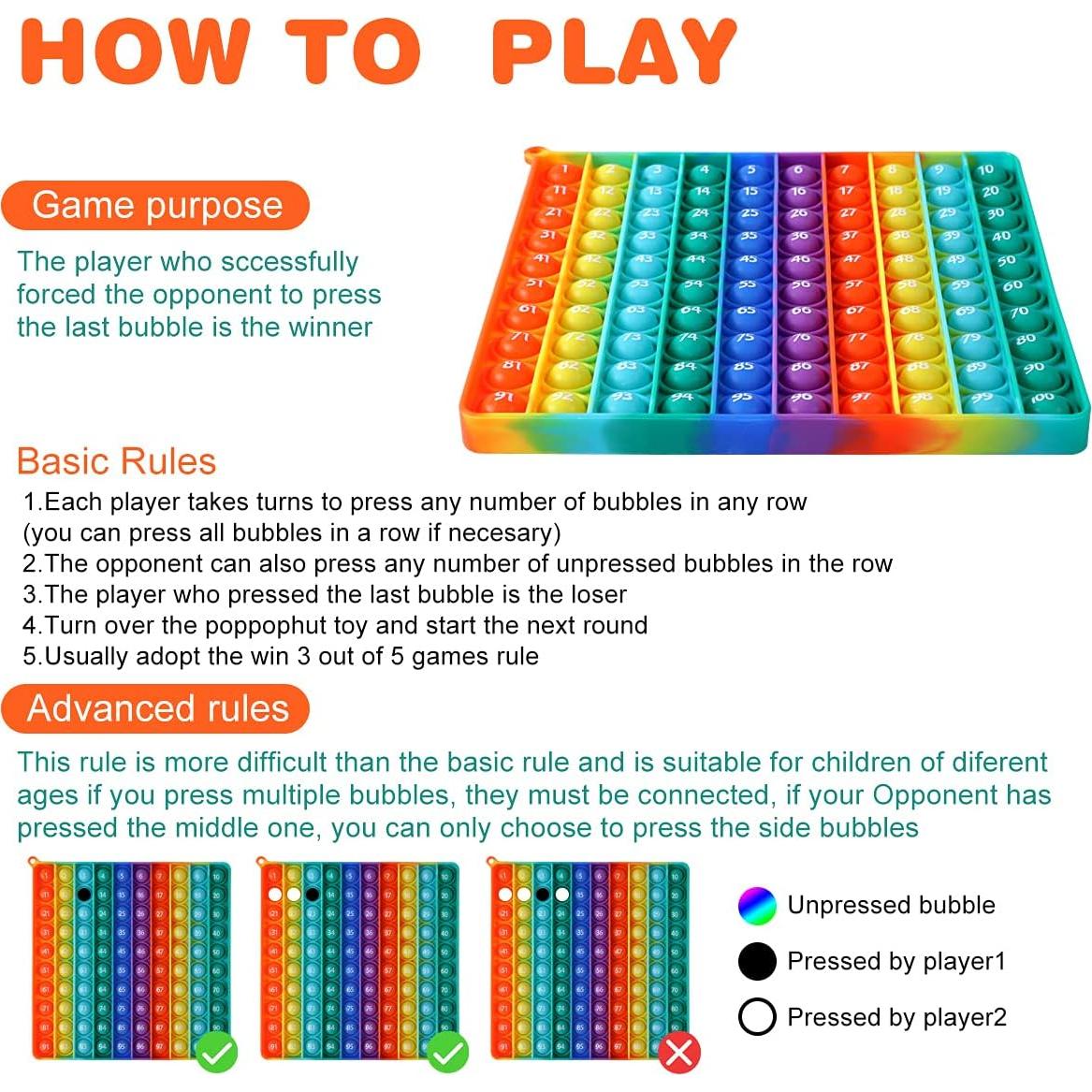 Juguete Antiestrés P0pp AK-SHIP 20x20cm Arcoíris 100 Números