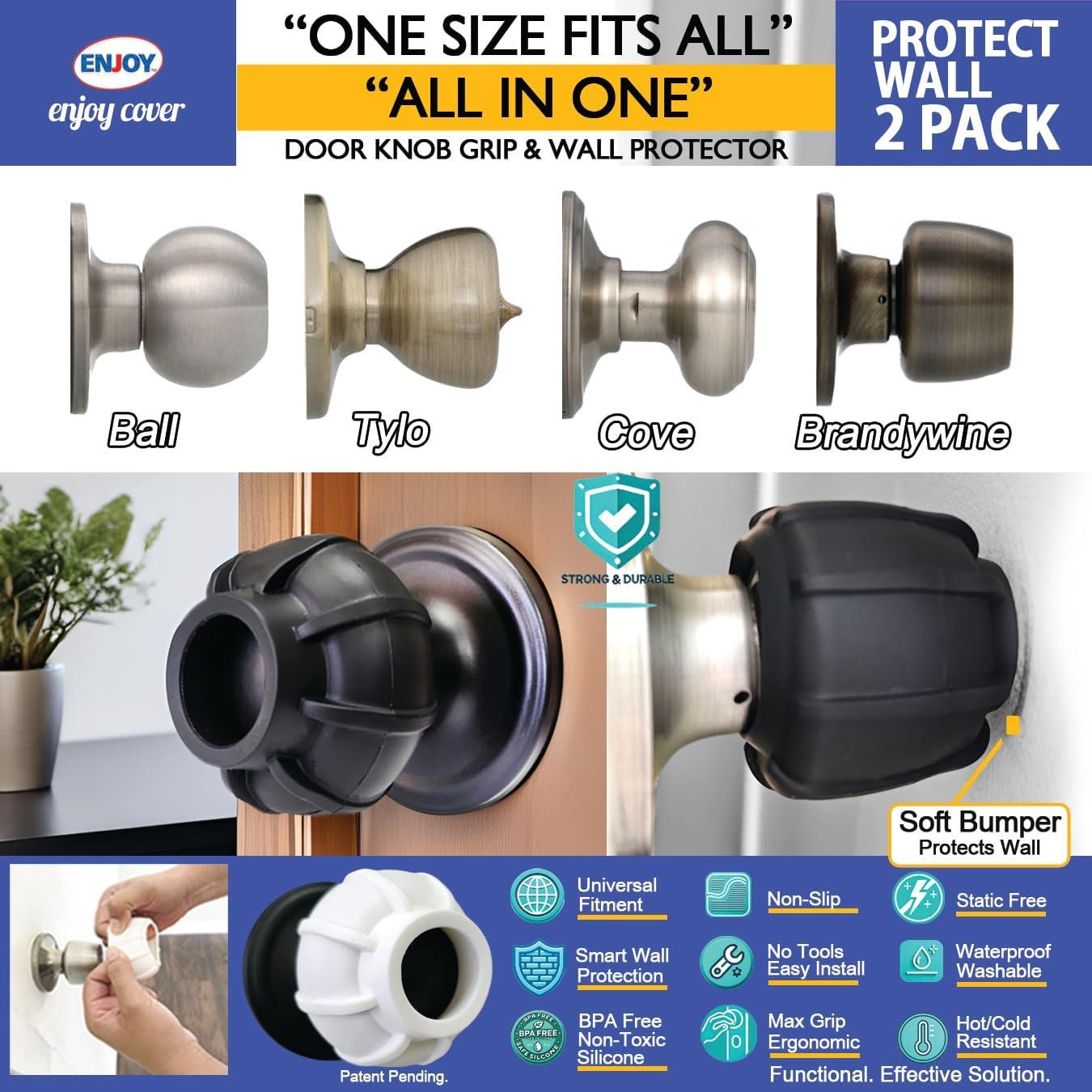 Cubierta Disfrutar Agarre de Manija de Puerta Universal - 2 Piezas Negro