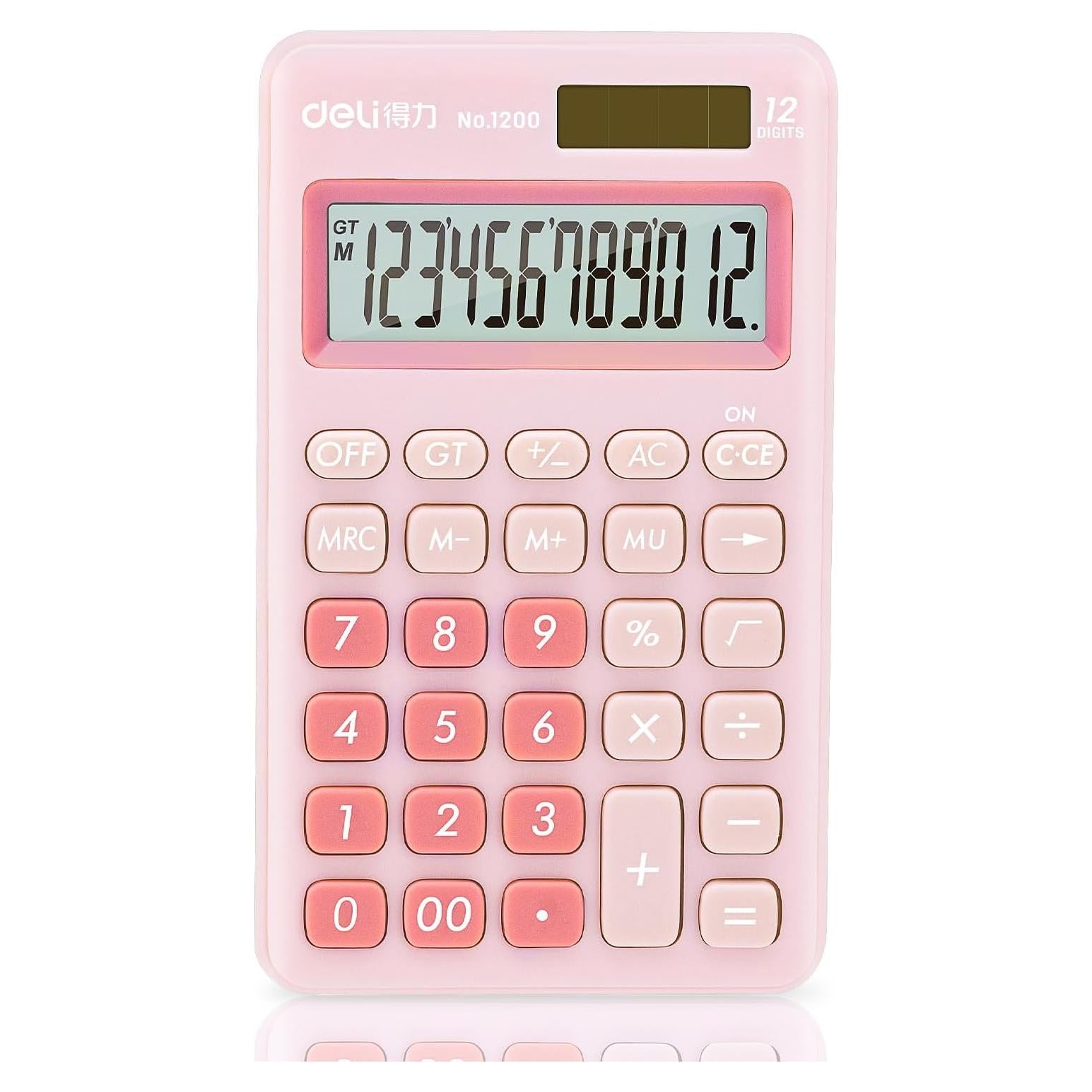 Calculadora Deli 1200 de Escritorio 12 Dígitos Rosa