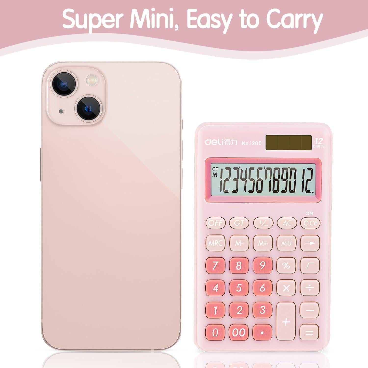 Calculadora Deli 1200 de Escritorio 12 Dígitos Rosa