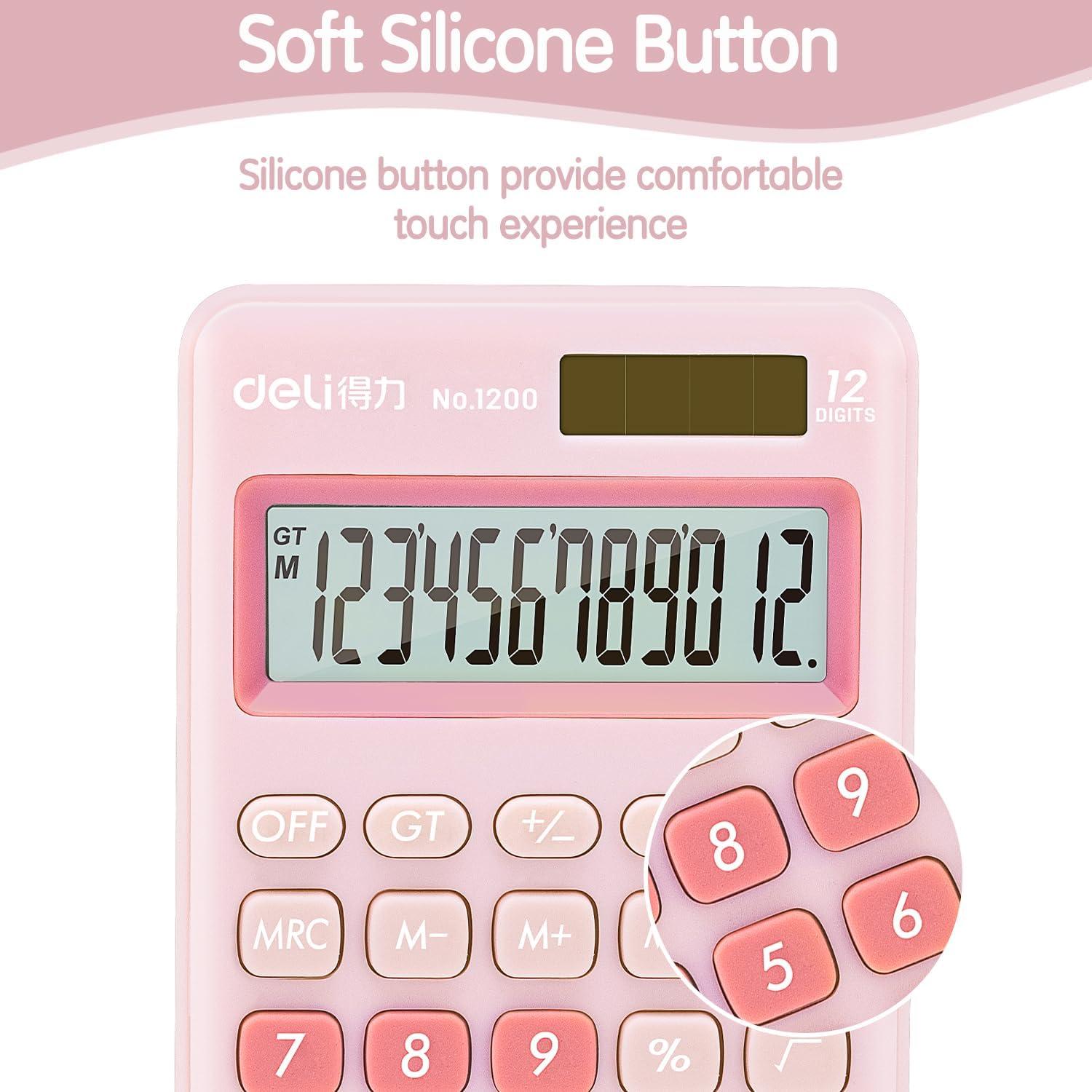 Calculadora Deli 1200 de Escritorio 12 Dígitos Rosa