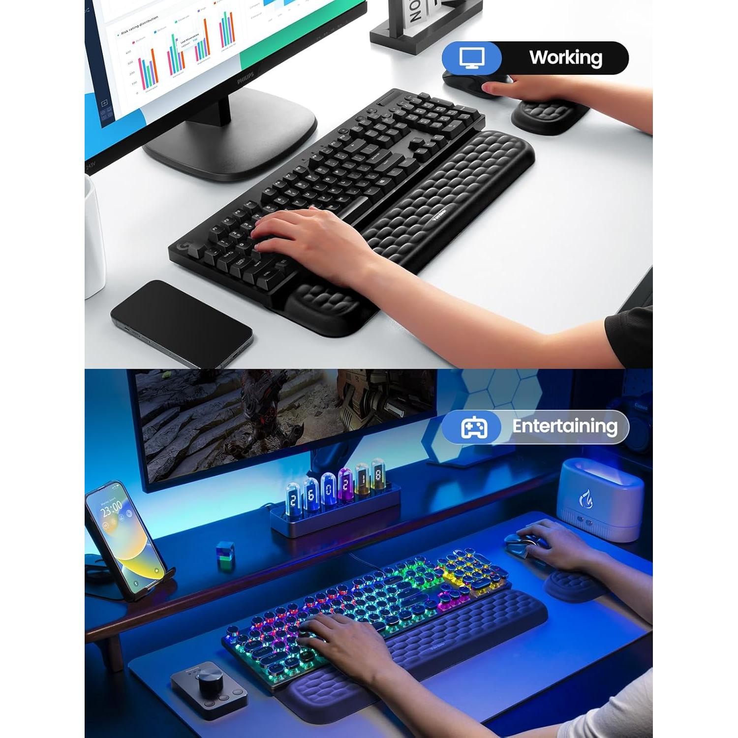 Conjunto Reposamuñecas Ergonómico Vaydeer Rosa - 2 Piezas