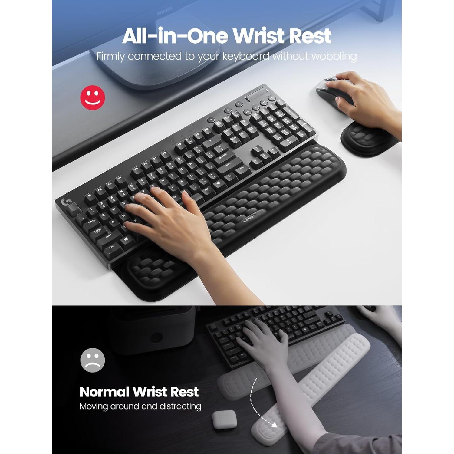 Conjunto de Reposamuñecas Vaydeer Ergonómico 2 Piezas Gris