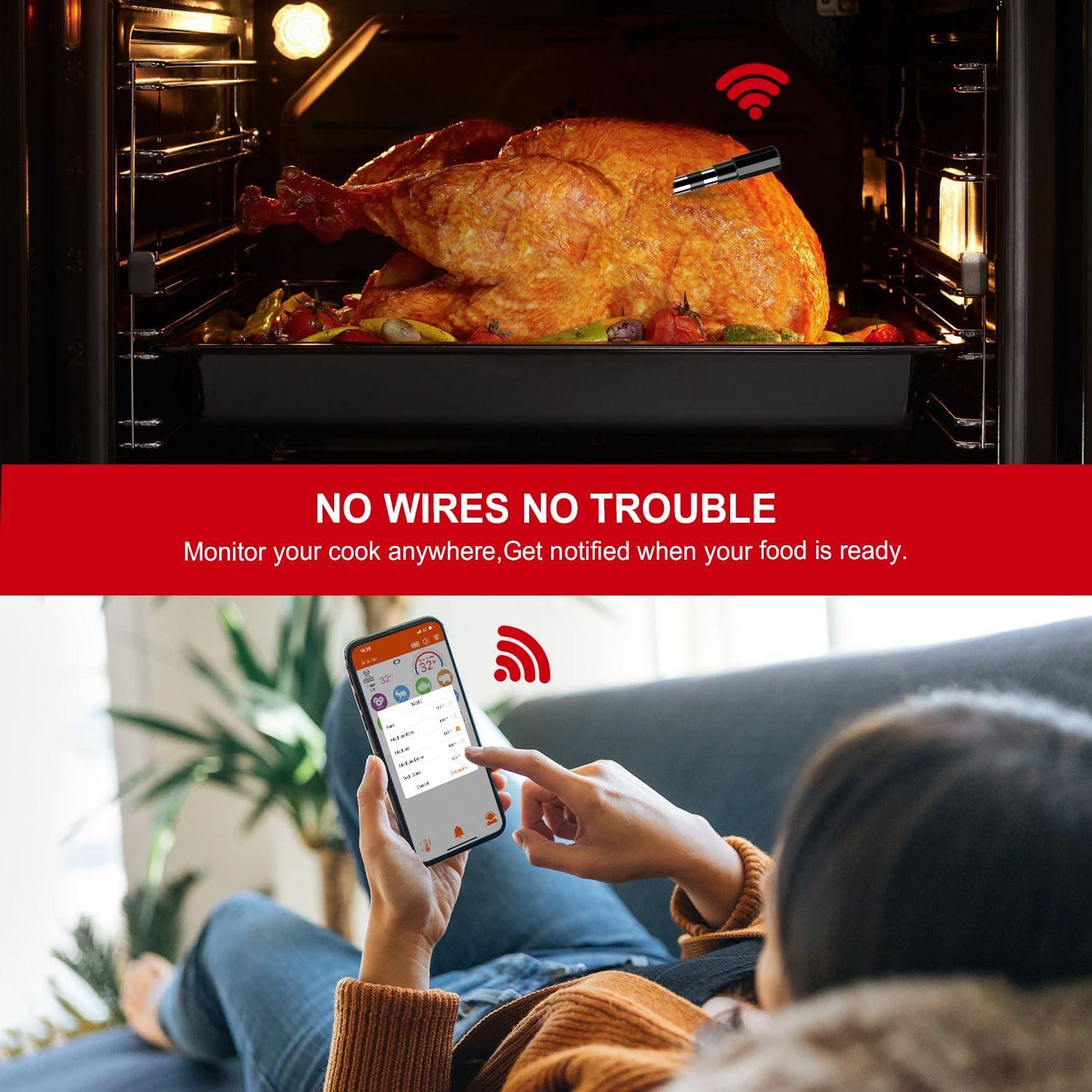 Termómetro de Carne Inalámbrico Dewjom - Digital con Sonda - 152.4m