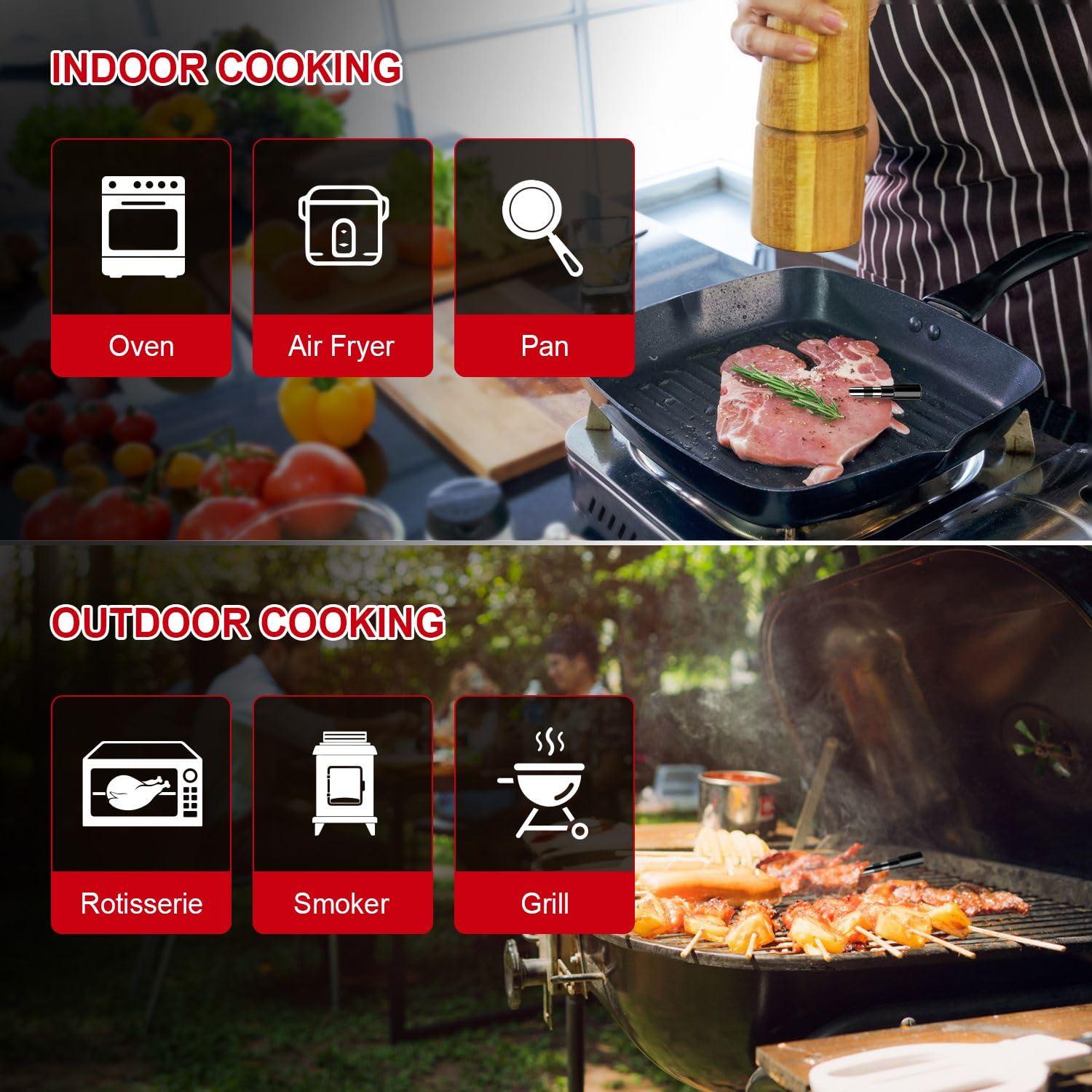 Termómetro de Carne Inalámbrico Dewjom - Digital con Sonda - 152.4m