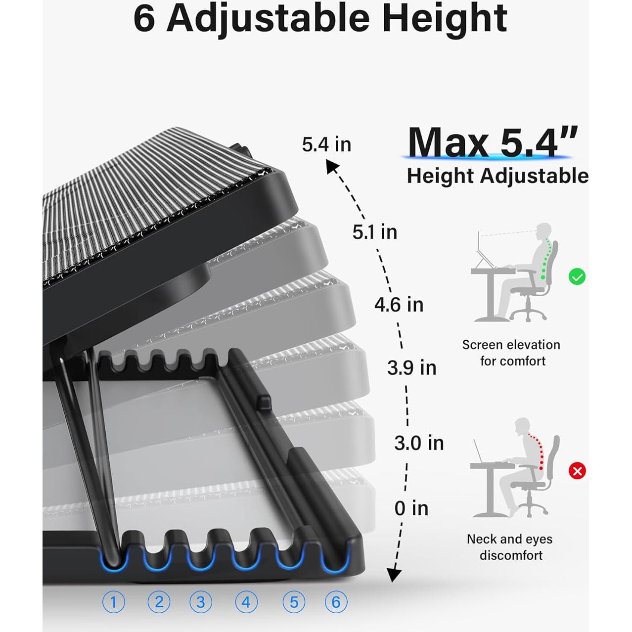 Base de Enfriamiento Kootek para Laptop 12-17" con 5 Ventiladores